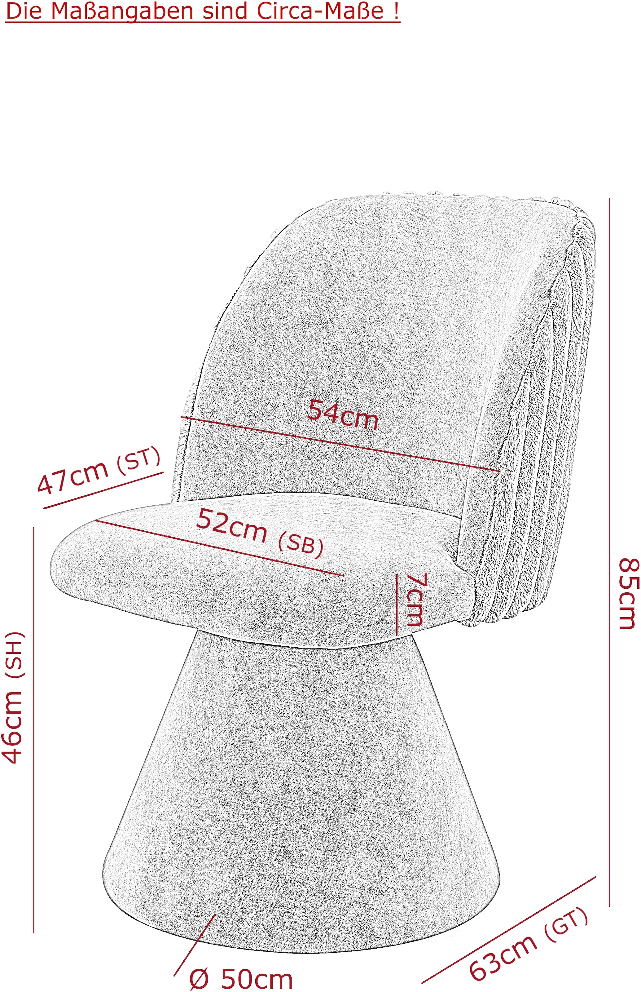 HELA Chaise de salle à manger »BARI I Drehstuhl« (Set) 1 cuis360° drehbar, Polsterfuss, Materialkombi, Aussen Felloptik Innen Velvet