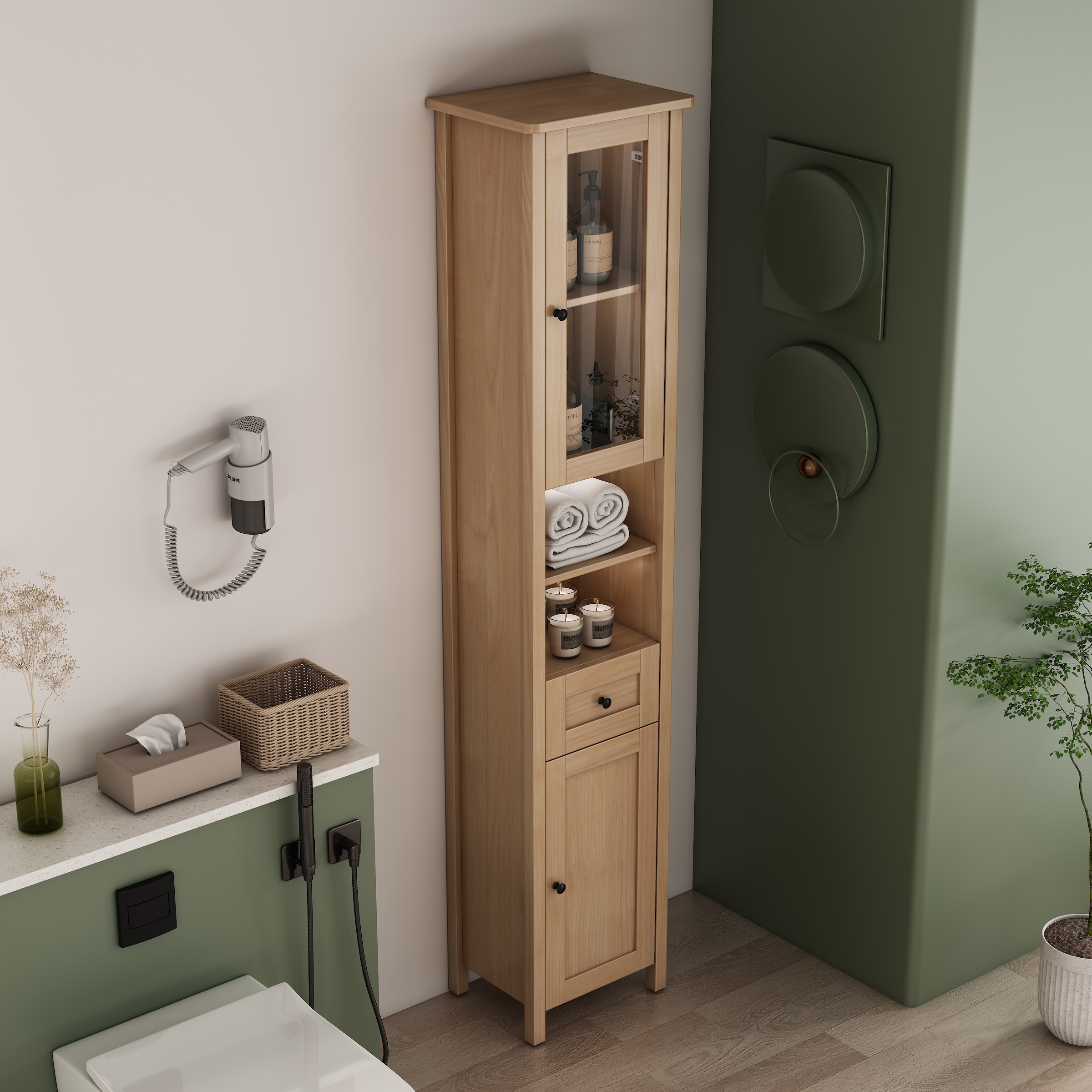 welltime Armoire haute »STOCKHOLM« Badschrank Breite 40cm mit Glastür