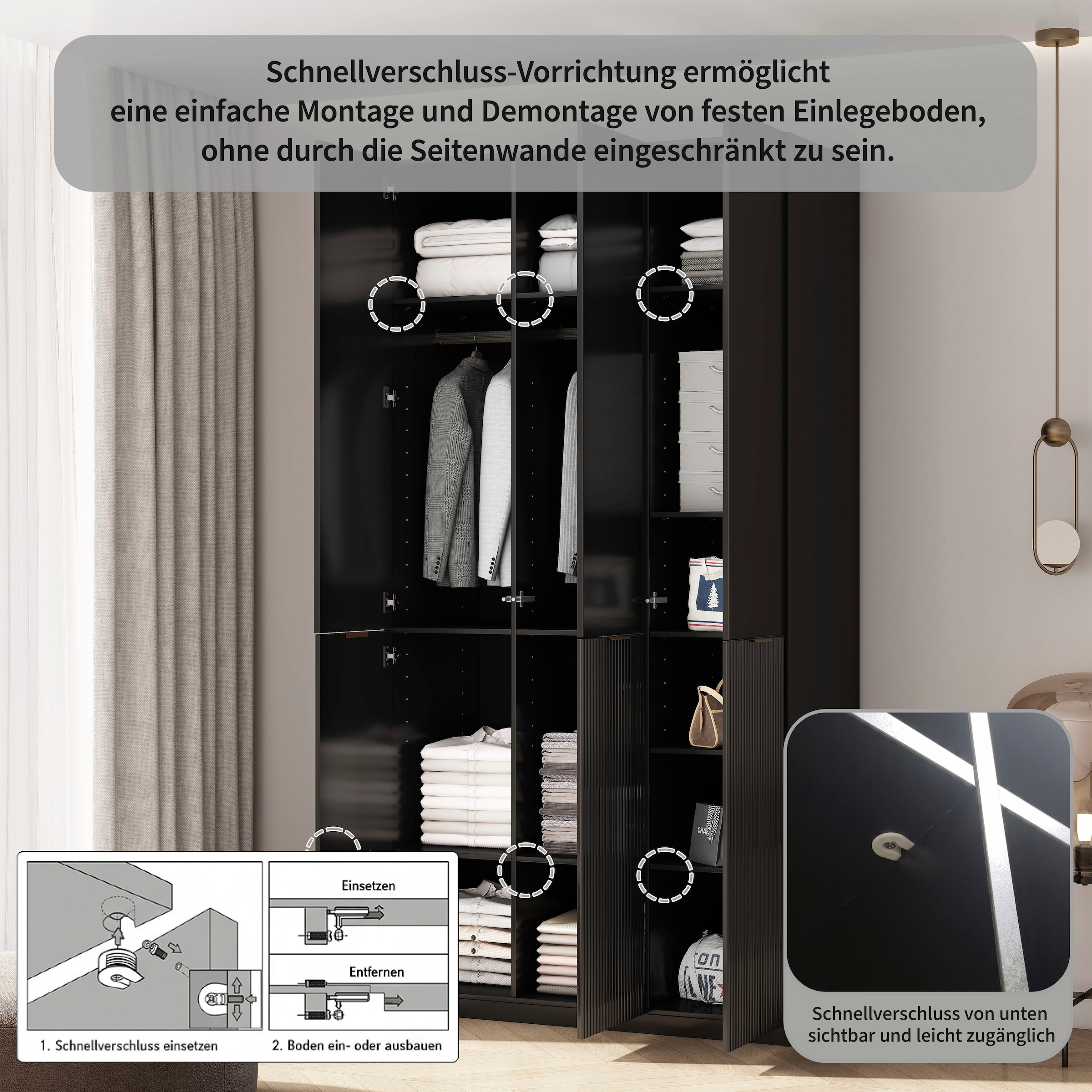 GOODproduct Kleiderschrank »Jorella Schlafzimmerschrank Garderobe mit Softclose« eleganter Schlafzimmerschrank Rillendesign Trend Breite 121cm