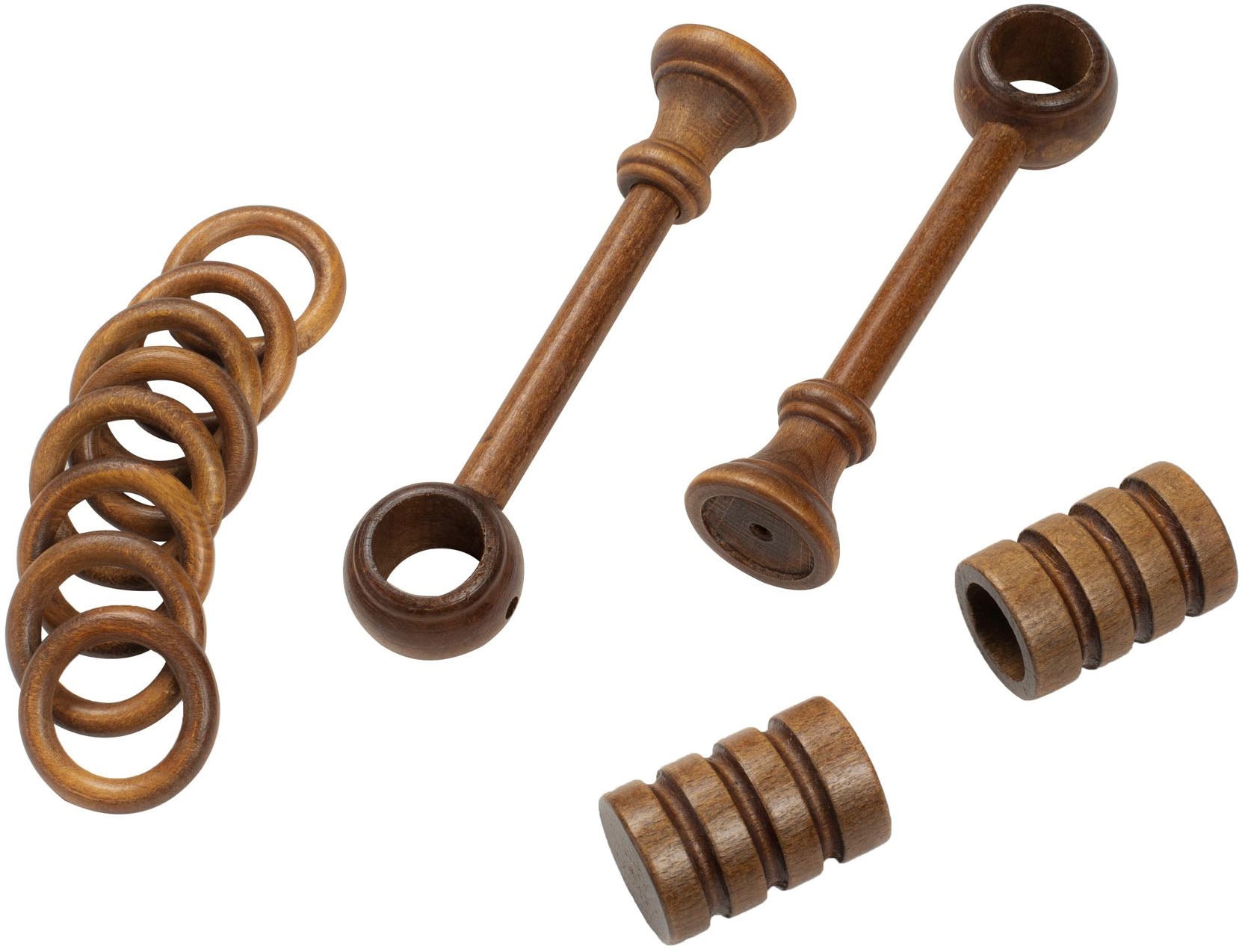 SN DECO GROUP Gardinenstange »Pisa« 1 läufig-läufig Fixmass 28 mm, Holz, verschiedene Längen und Farben, Komplettset