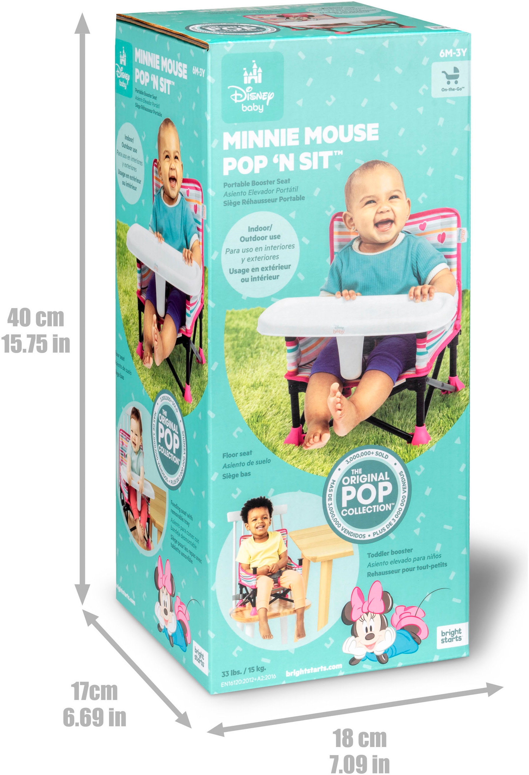 Bright Starts Siège de table »MINNIE MOUSE Pop ‘N Sit™ Portable Booster Seat«