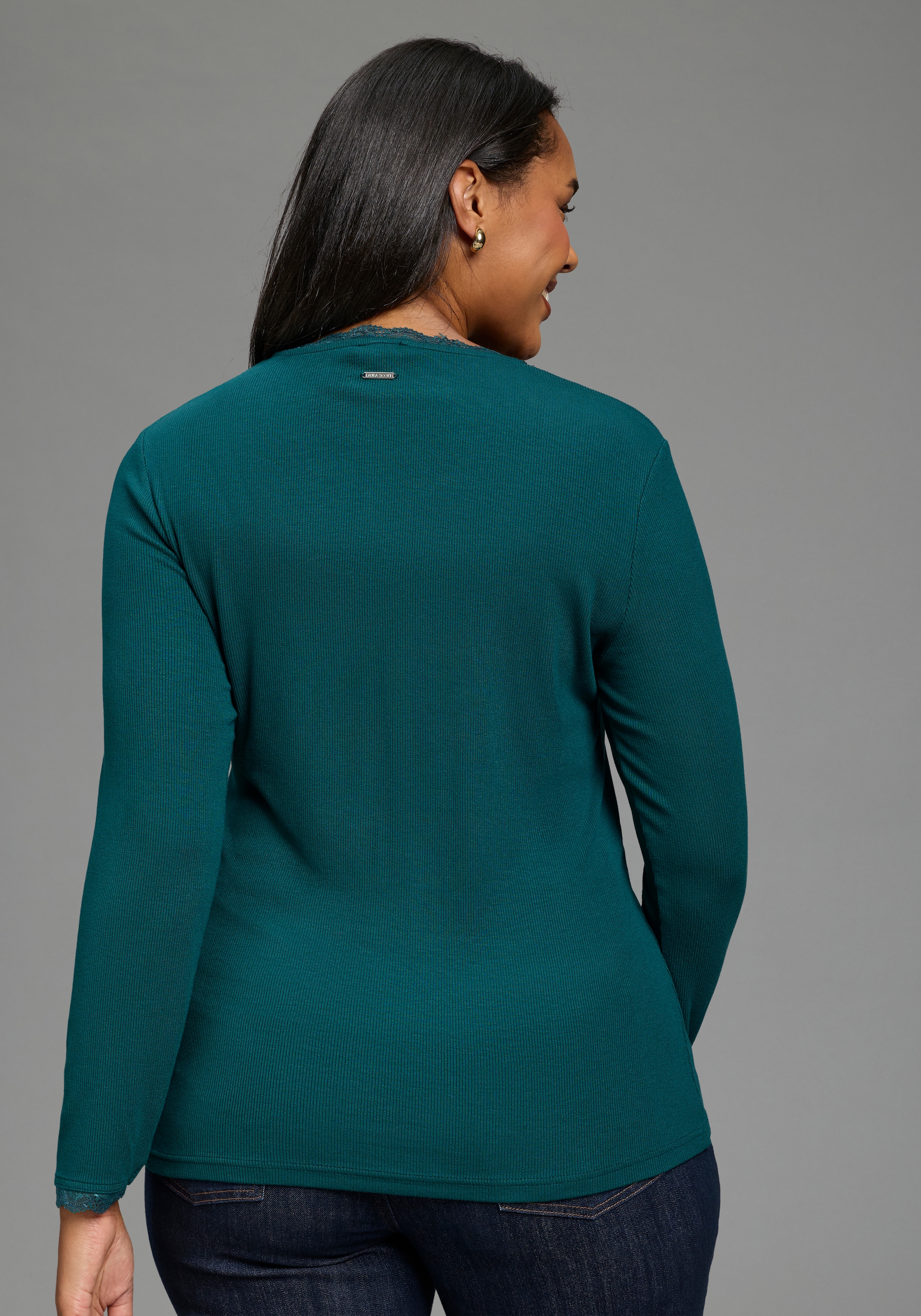 Laura Scott CURVE Langarmshirt »Grosse Grössen« aus elastischer Rippware, sehr figurbetonte Passform