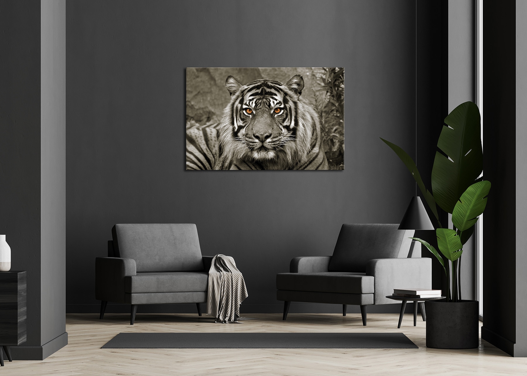 Bönninghoff Tableau sur toile »Wandbild TIGER 78x118 cm – Leinwandbild Keilrahmen Deko modern« Animaux sauvages | Félins | Tigre 1 cuis tlg. tendu sur châssis