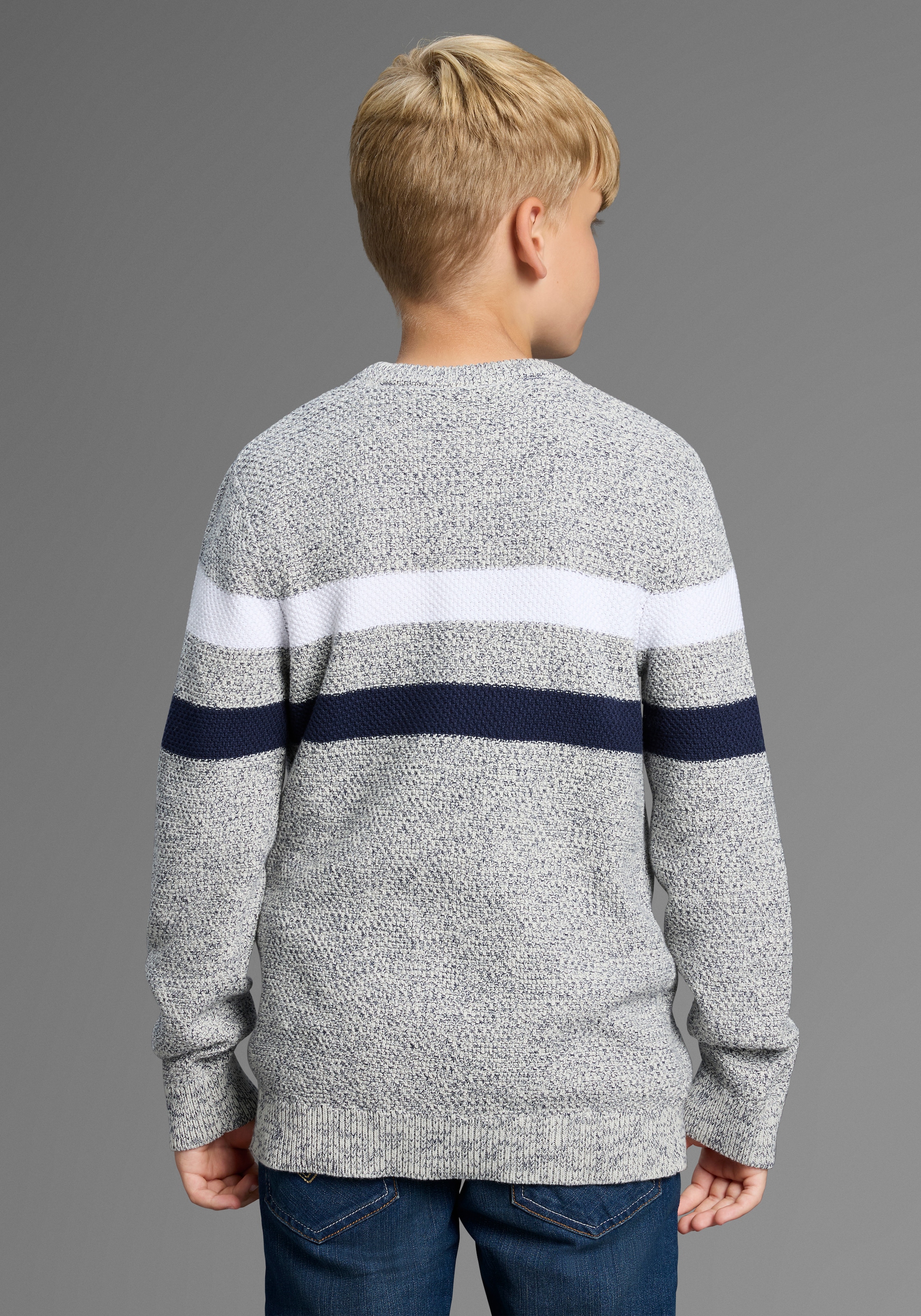 Bruno Banani Strickpullover »Ringelpullover in modischer Strickstruktur« NEU: BRUNO BANANI für TEENS! Pullover in Melangeware