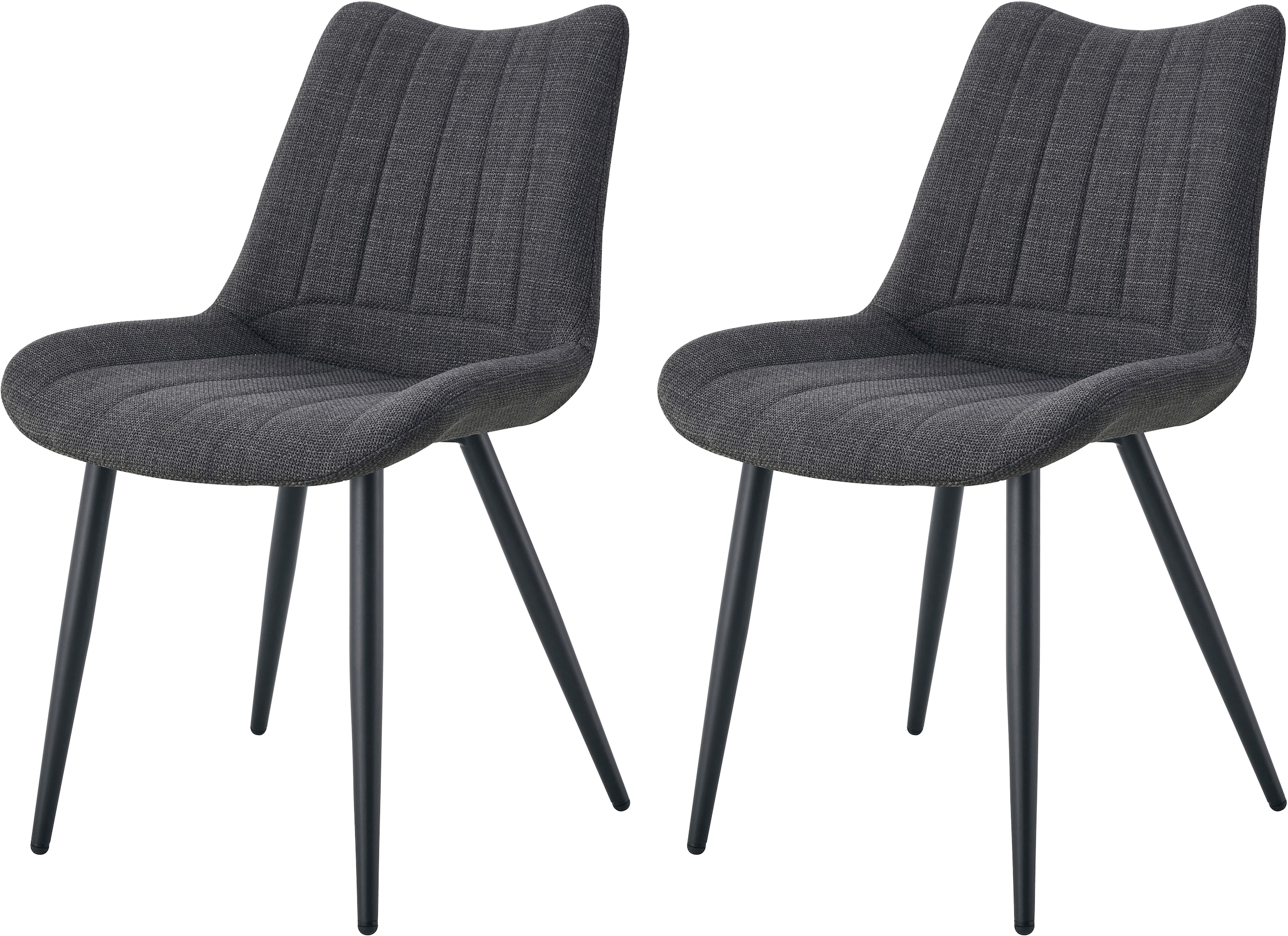 Home affaire Chaise de salle à manger »DAWSON, 2er Set, mit Metallgestell in matt schwarz« (Set) 2 cuisin verschiedenen Farben, Belsatbarkeit pro Stuhl 120 kg, mit Griffloch