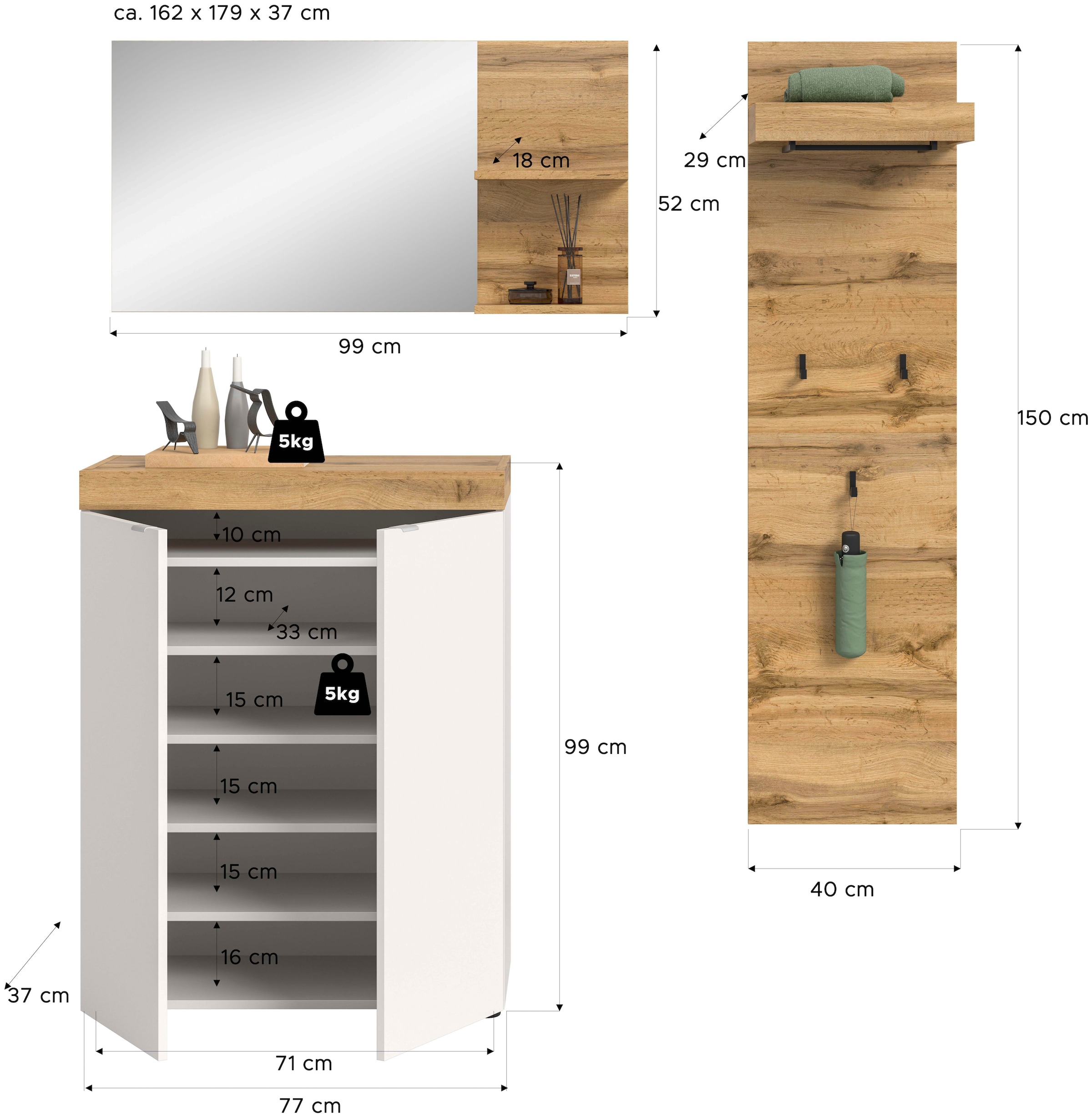 GOODproduct Ensemble de vestiaires »MAMBO II, 3-teilig, hängend oder stehend montierbar« 3 cuis tlg.