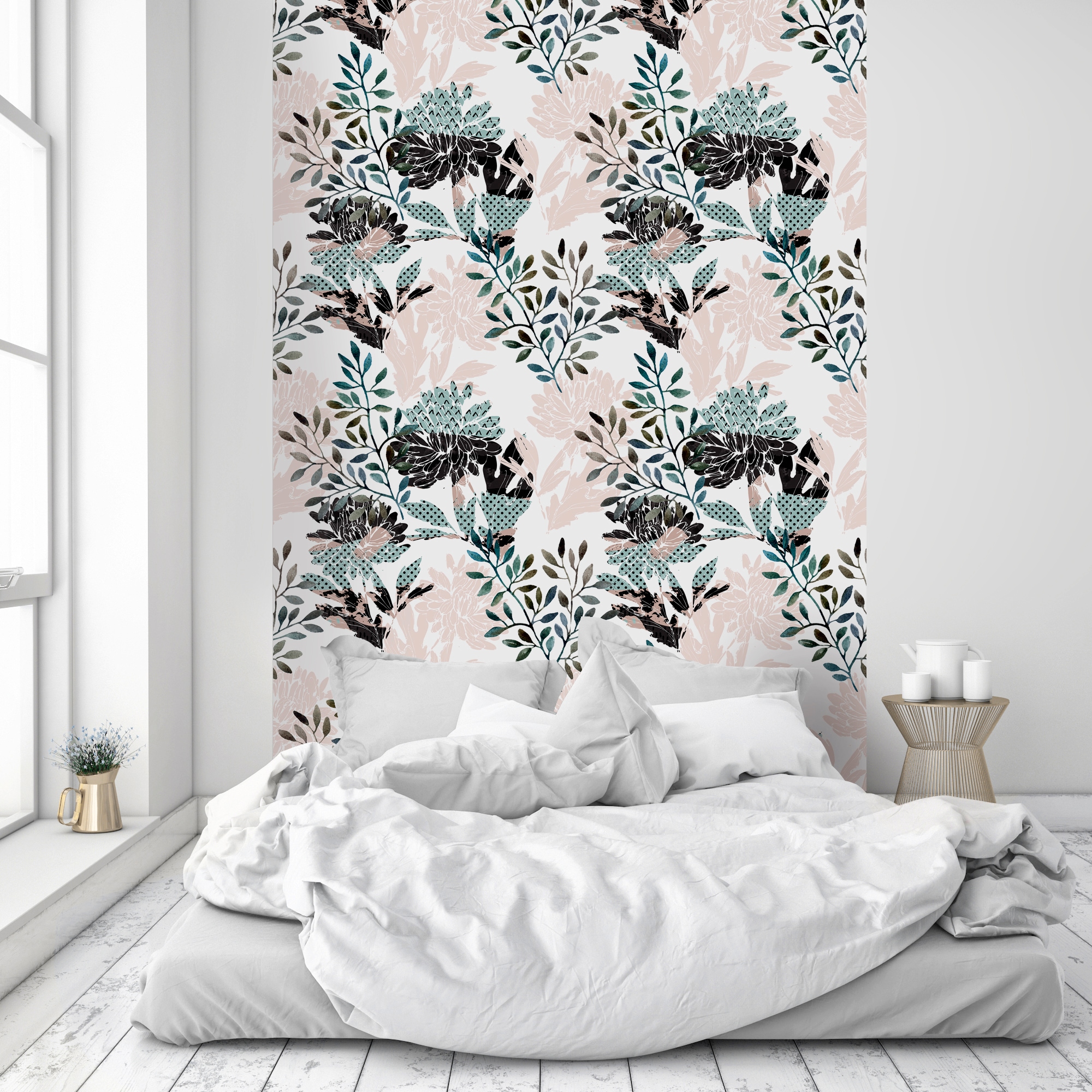 queence Vinyltapete »Linnea« Motiv | bedruckt | botanisch | geblümt | gemustert | natürlich glatt 90x250cm, selbstklebend, kinderleichte Anbringung, , Sticker