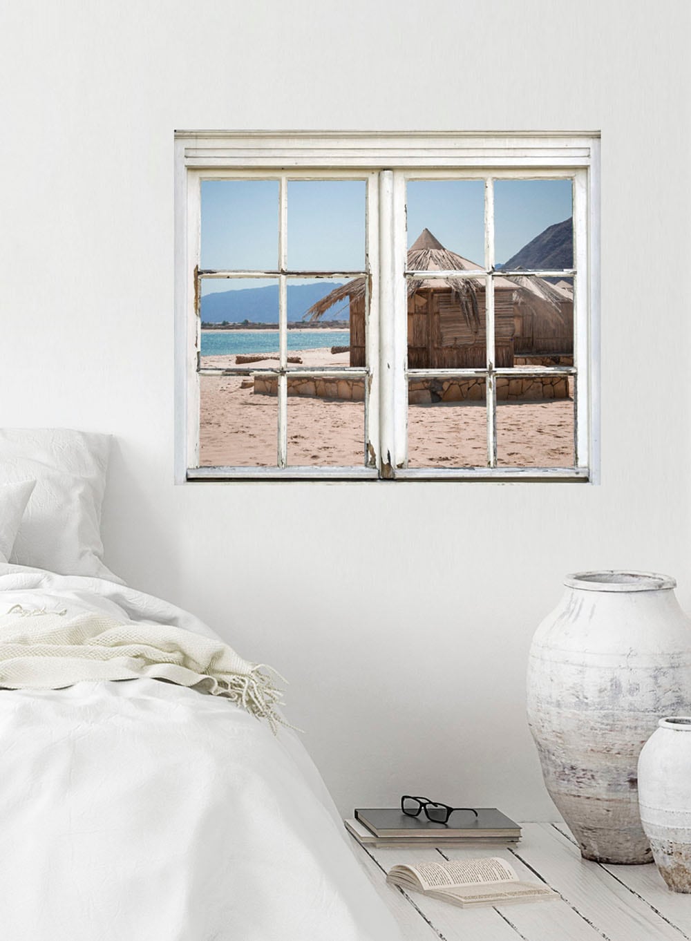 queence Autocollants muraux »Häuschen am Meer« Wandsticker, Wandbild, selbstklebend, Meer, Wasser, Haus