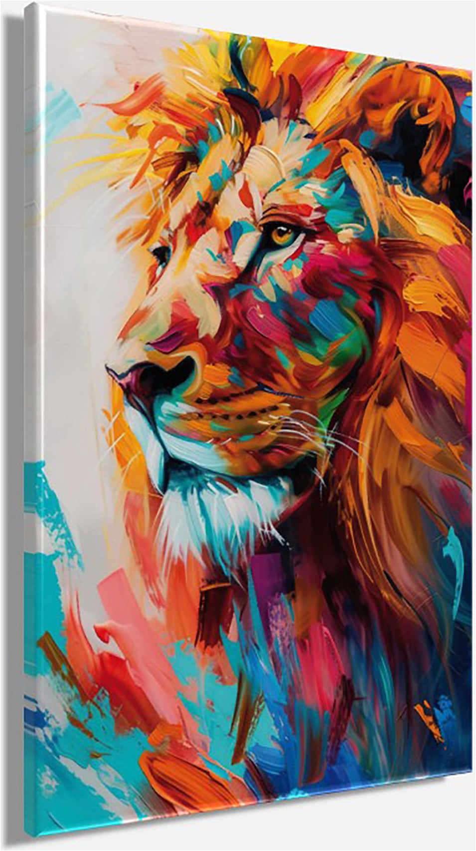 Bönninghoff Tableau sur toile »Wandbild BUNTER LÖWE 78x118 cm – Leinwandbild Keilrahmen Deko modern« Animaux | Art | Félins | Lion | Lions | Pop Art 1 cuis tlg. tendu sur châssis