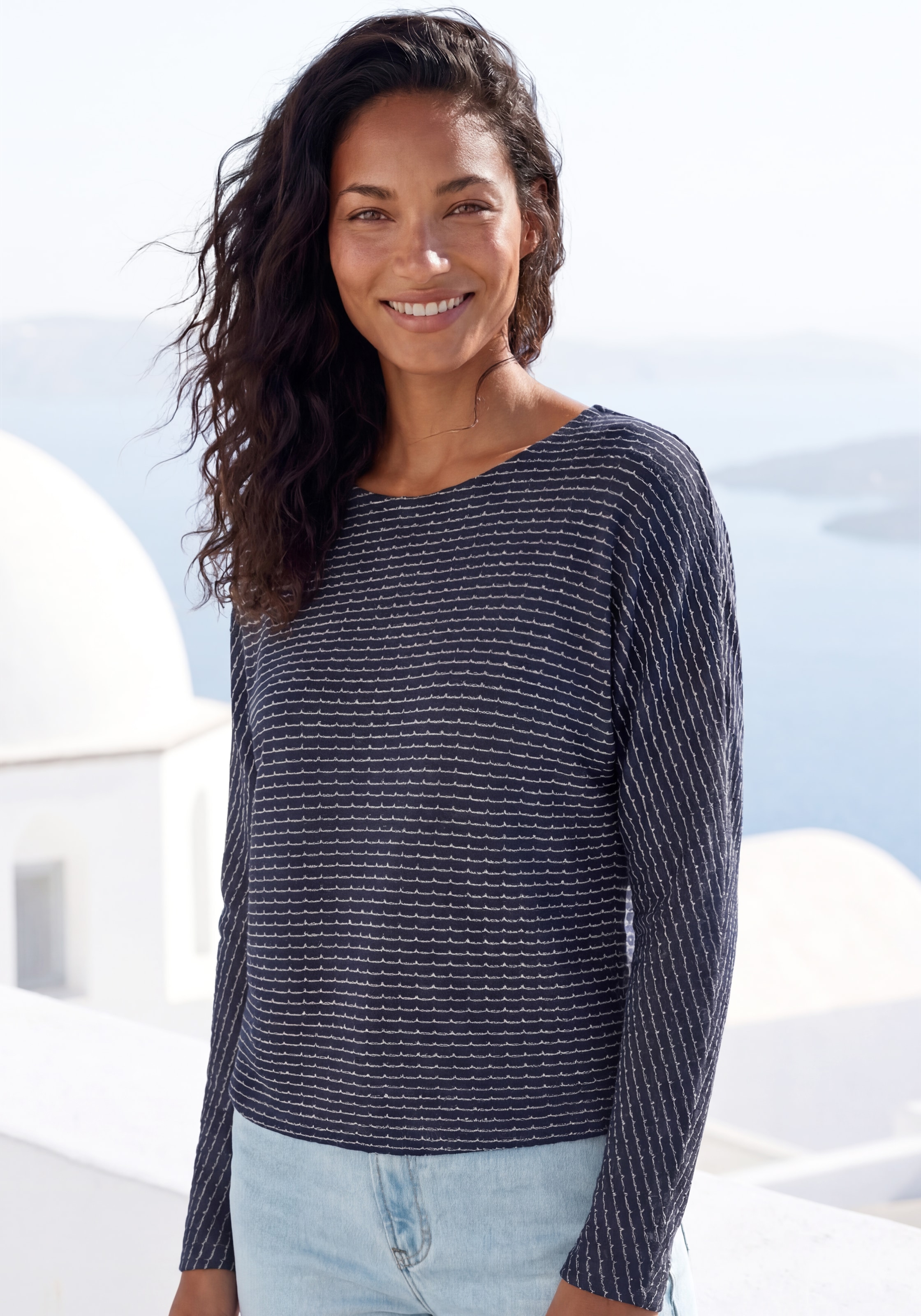 Vivance T-shirt à manches longues »aus sommerlicher Strickqualität« avec élastique à la taille