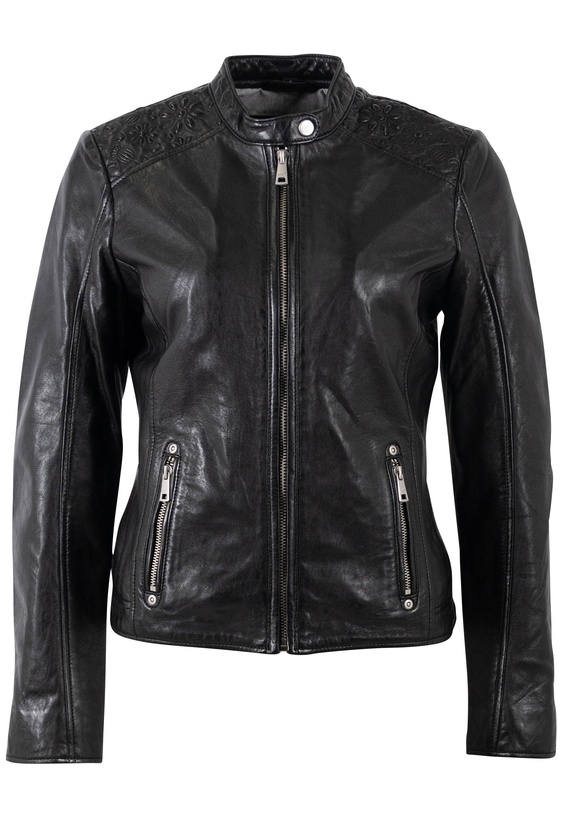 Mauritius Lederjacke »MWMabou« Bikerjacke mit dekorativer Schulterpartie