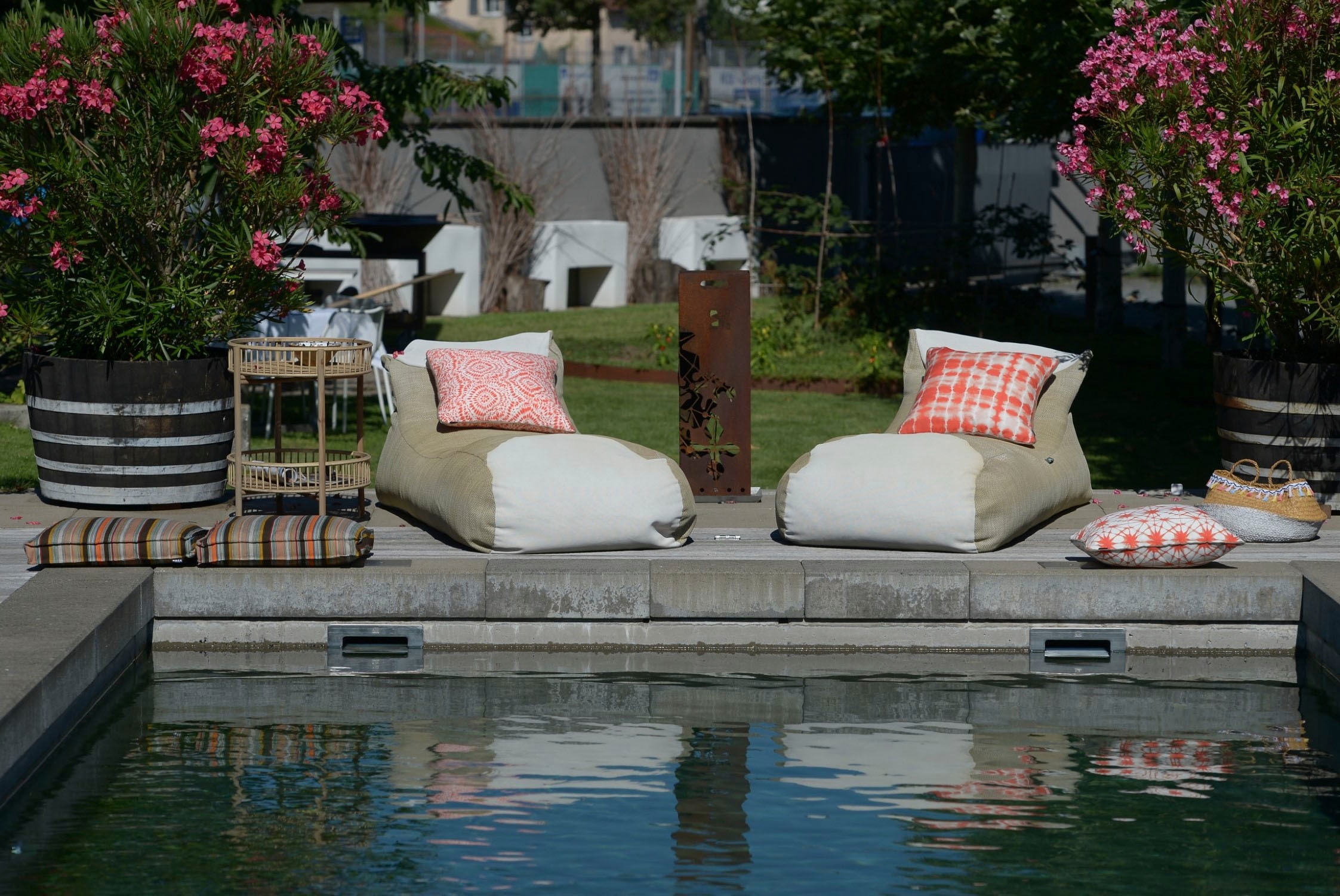 H.O.C.K. Dekokissen »Badu Batik Saphire Outdoor« mit Keder, Kissenhülle mit Füllung, 1 Stück