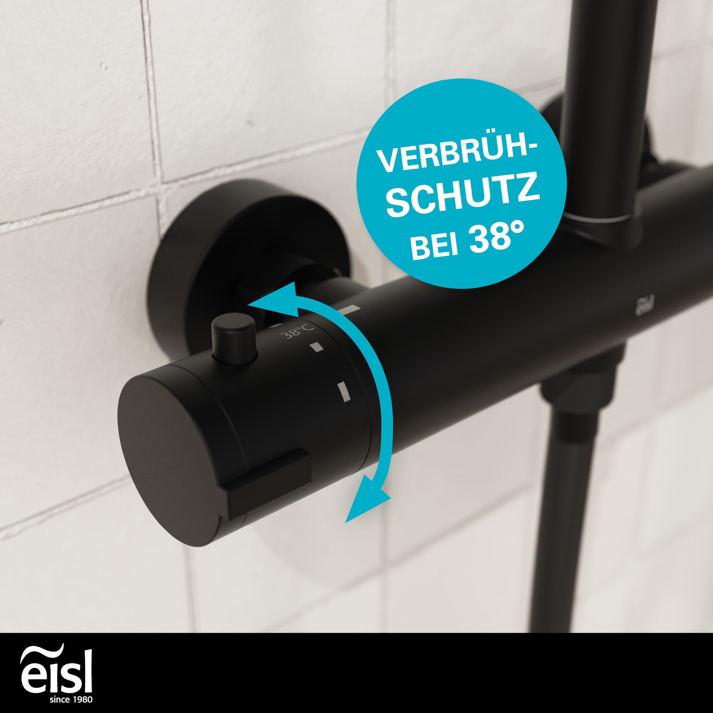 Eisl Brausegarnitur »SHOWERSTAR« Komplett-Set,  Regendusche 20x20cm, Umsteller, Antikalk, Höhenverstellbar, Thermostat