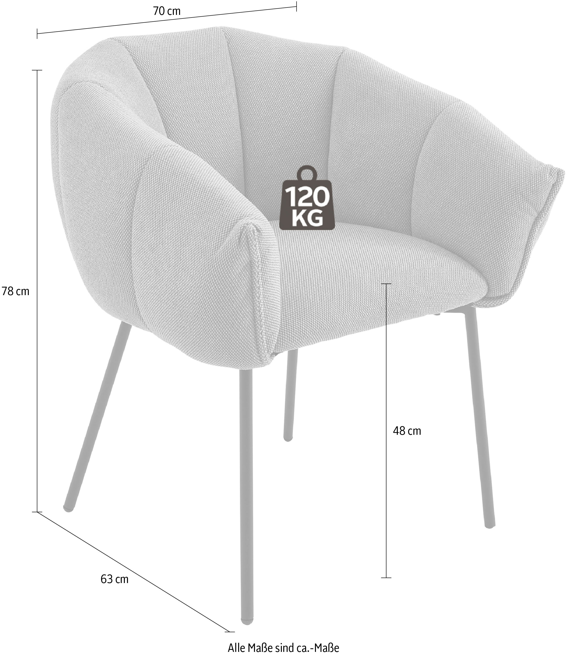 Stolkom Chaise avec accoudoirs »Pina BxHxT 70x78x63 cm« (Ensemble) 2 cuisBreite 70cm, Metallgestell