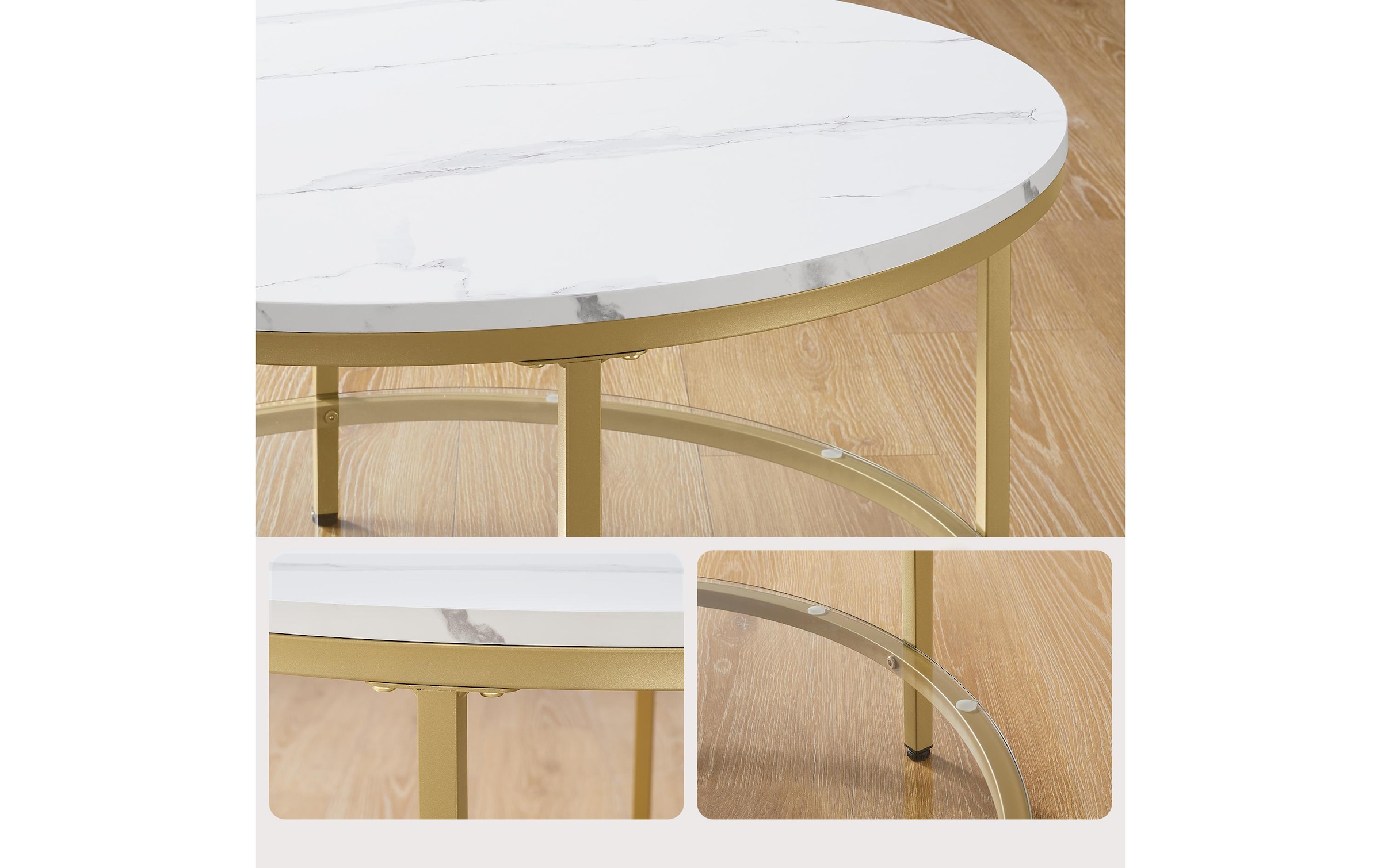 VASAGLE Table d'appoint »mit Glas 80 x 46 cm«
