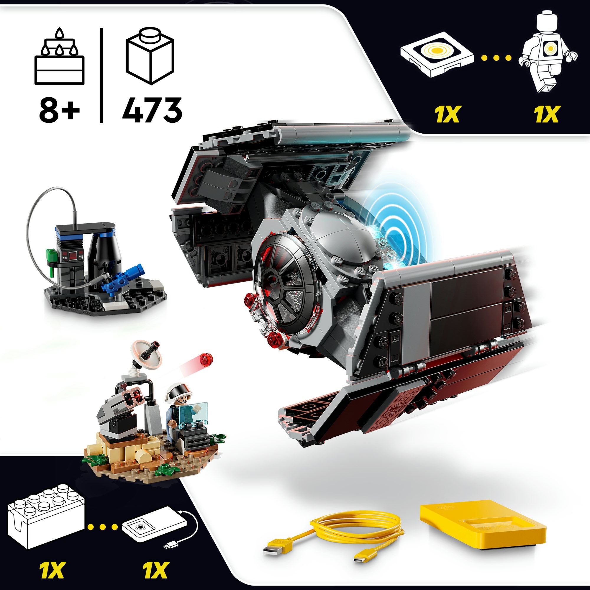 LEGO® Konstruktionsspielsteine »SMART Play: Darth Vaders TIE Fighter (75421), LEGO Star Wars™« mit Licht- und Soundeffekten