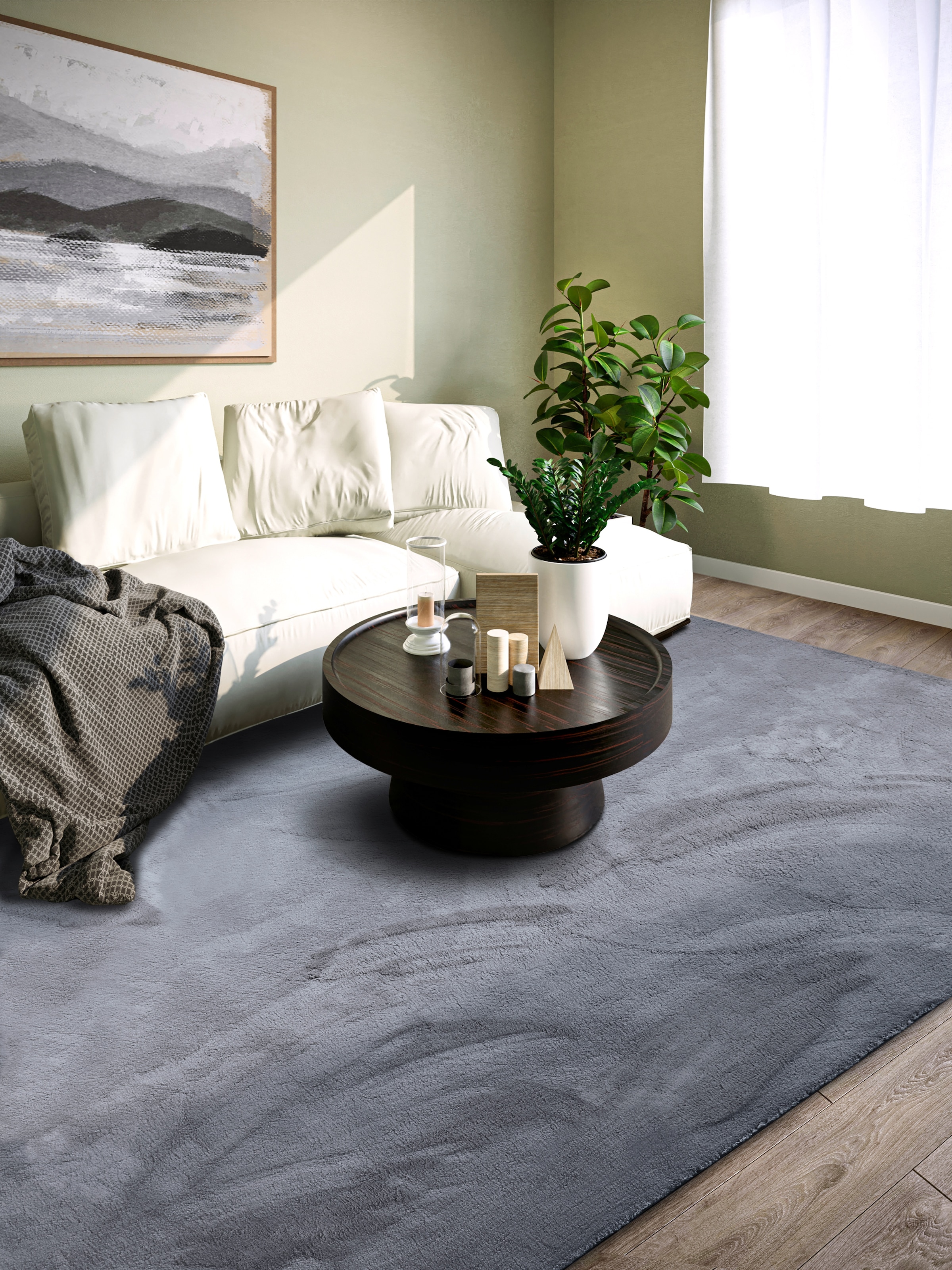 Villeroy & Boch Tapis »Leon« Rectangulaire 15 mm Höhe Langflor, Shaggy, uni, flauschig weich, glänzend, Kaninchenfell Haptik