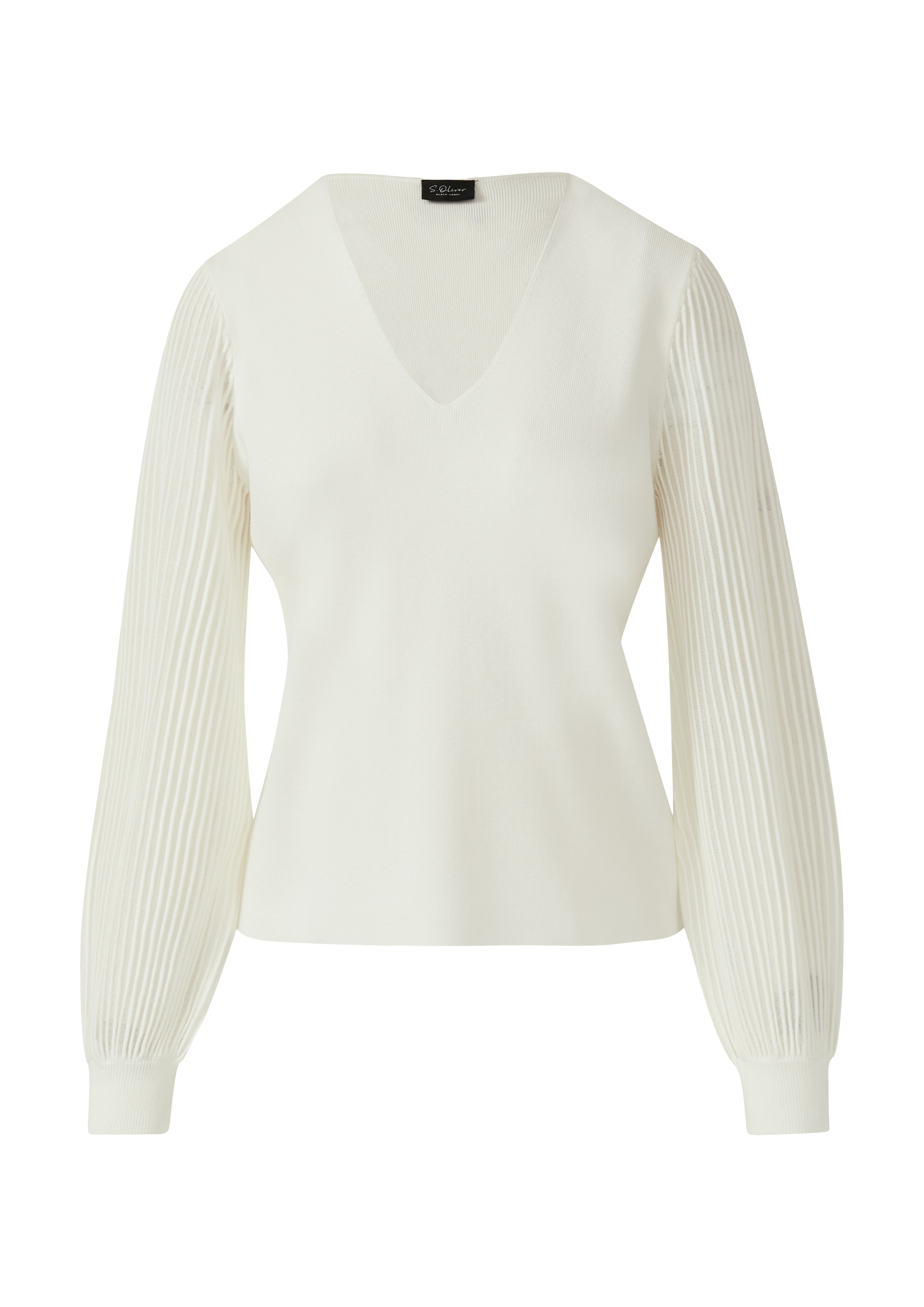 s.Oliver BLACK LABEL Strickpullover mit semitransparenten Ärmeln