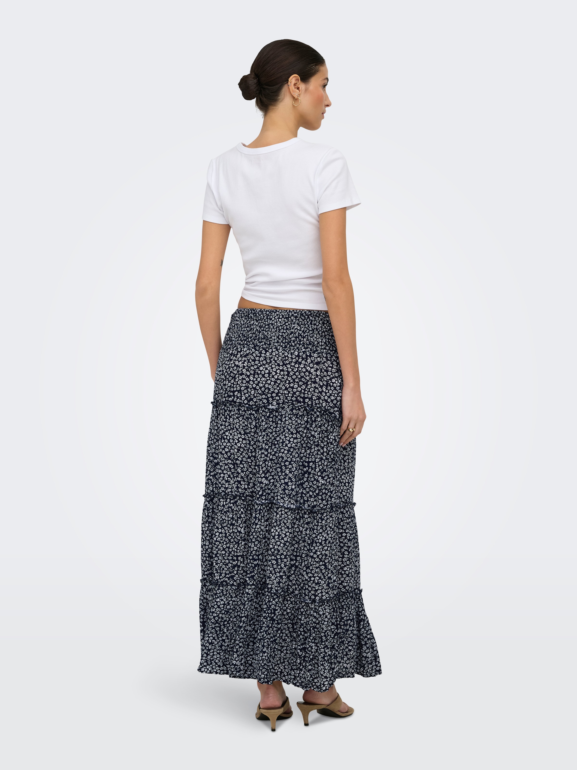 ONLY Maxi jupe »ONLFERNANDA LIFE LAYRED LONG SKIRT NOOS« Viscose, bord-côte froncé