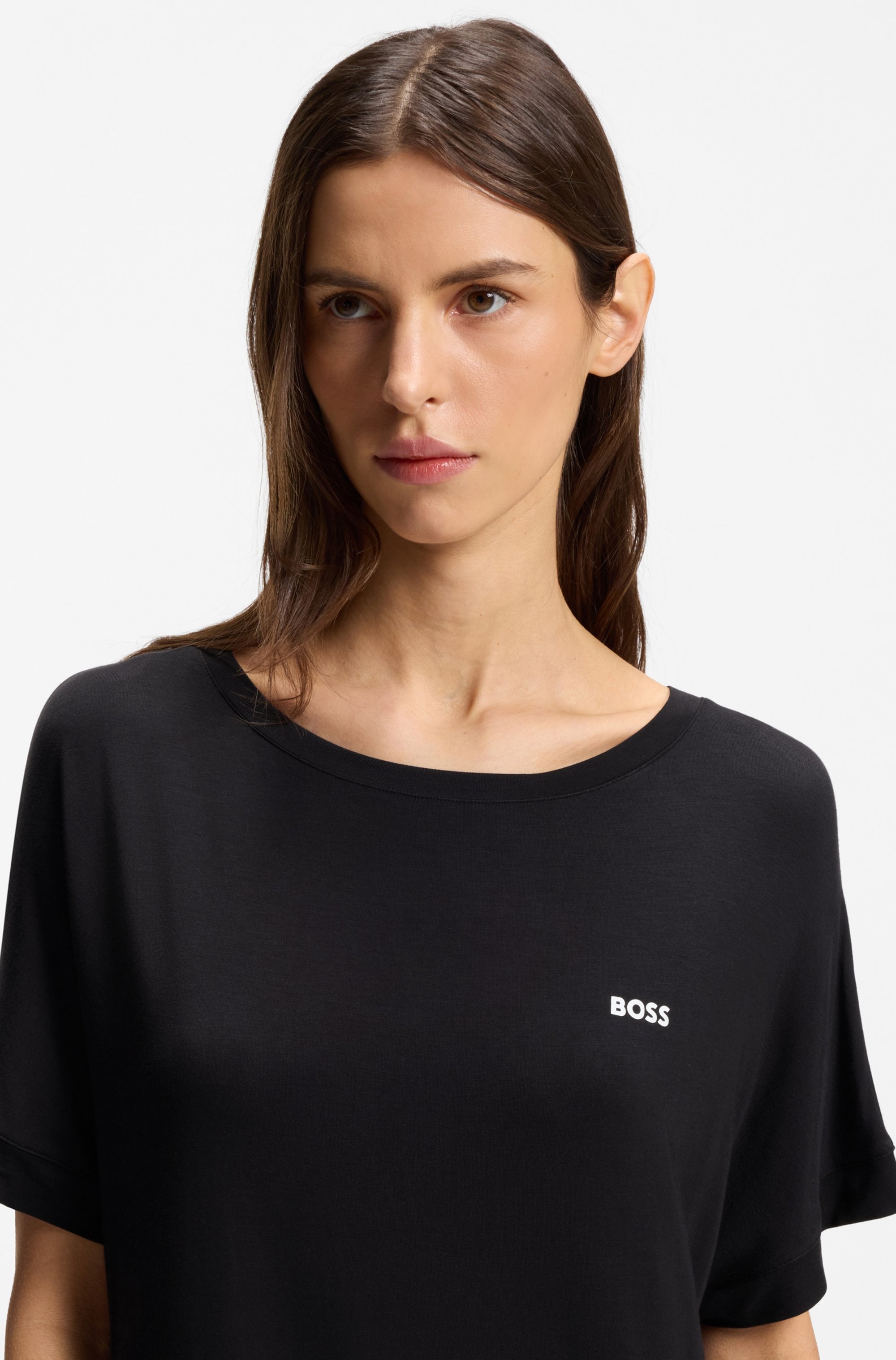 BOSS Chemise de nuit »Element_Nightie« Sans poches aus Stretch-Jersey mit Logo-Print
