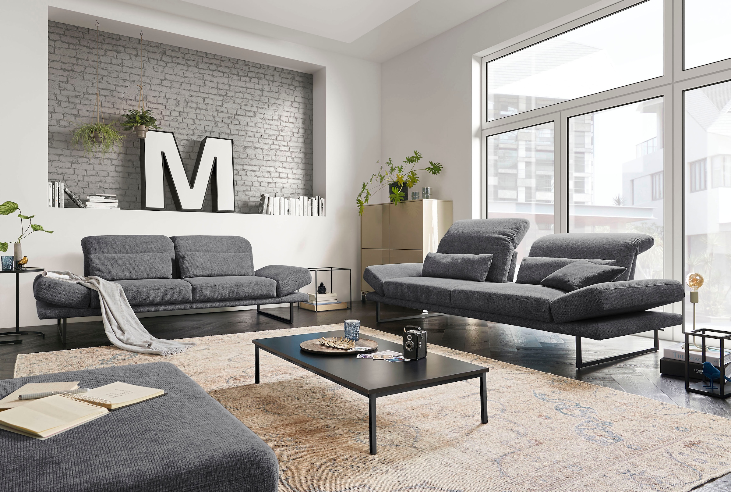 3C Candy 3-places »Mallow Designsofa mit Komfortfunktionen, modern und bequem,« accoudoir et appuie-tête réglables, réglage manuel de la profondeur d'assise