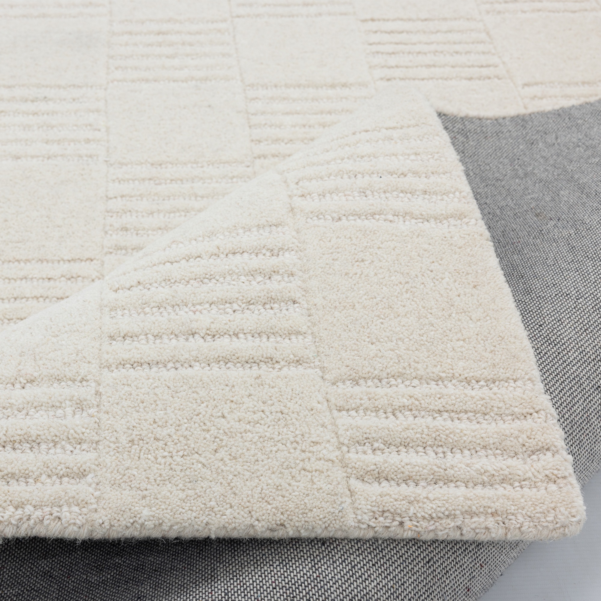 my home Tapis en laine »Motala, Handgefertigt, Wolle, Hoch-Tief-Effekt,« Rectangulaire 14 mm Höhe einfarbig, 3D-Design, Wohnzimmer, Schlafzimmer, Esszimmer