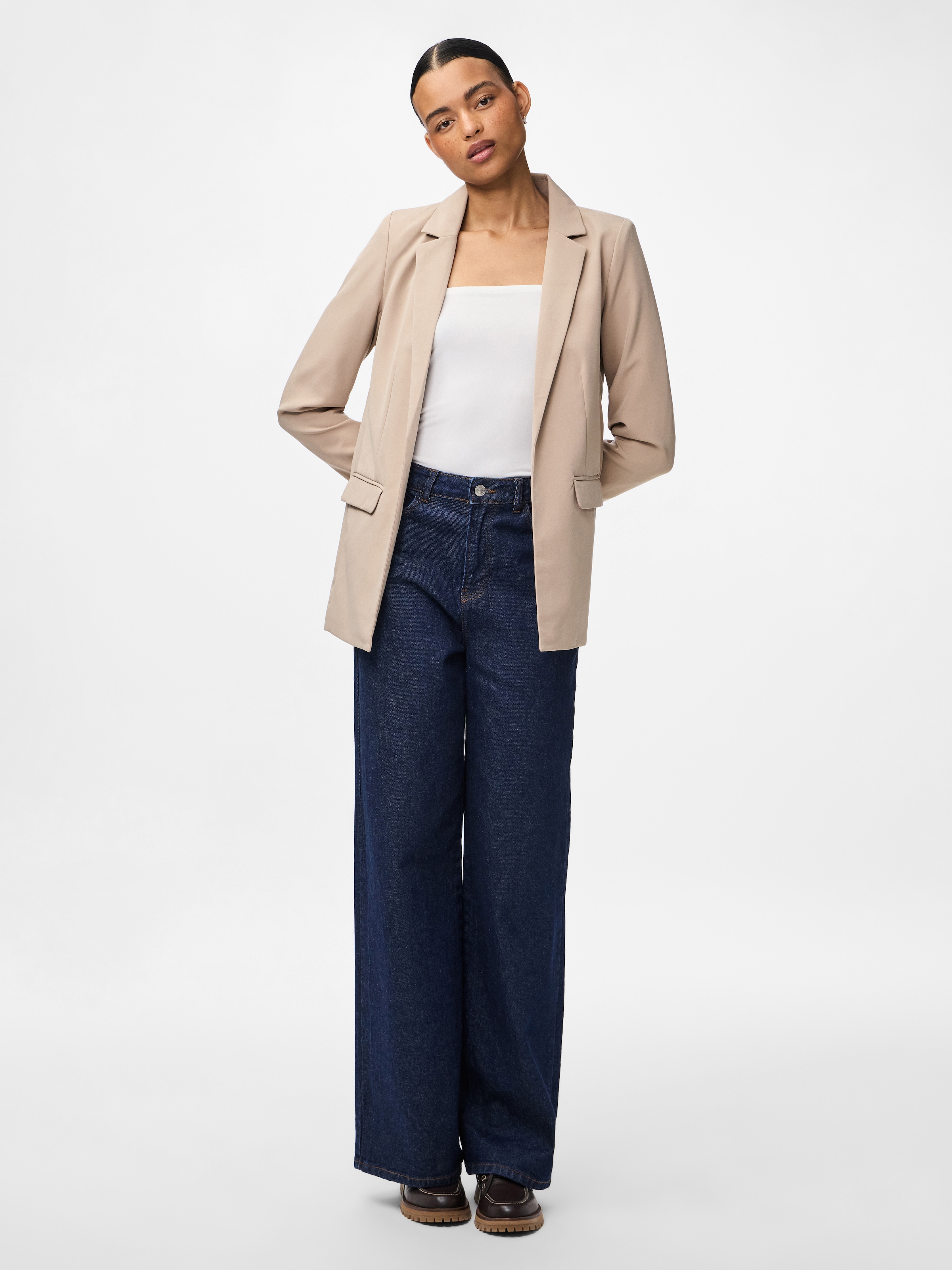 pieces Blazer long »PCBOSELLA LS LOOSE BLAZER NOOS« in leichter Oversize Form