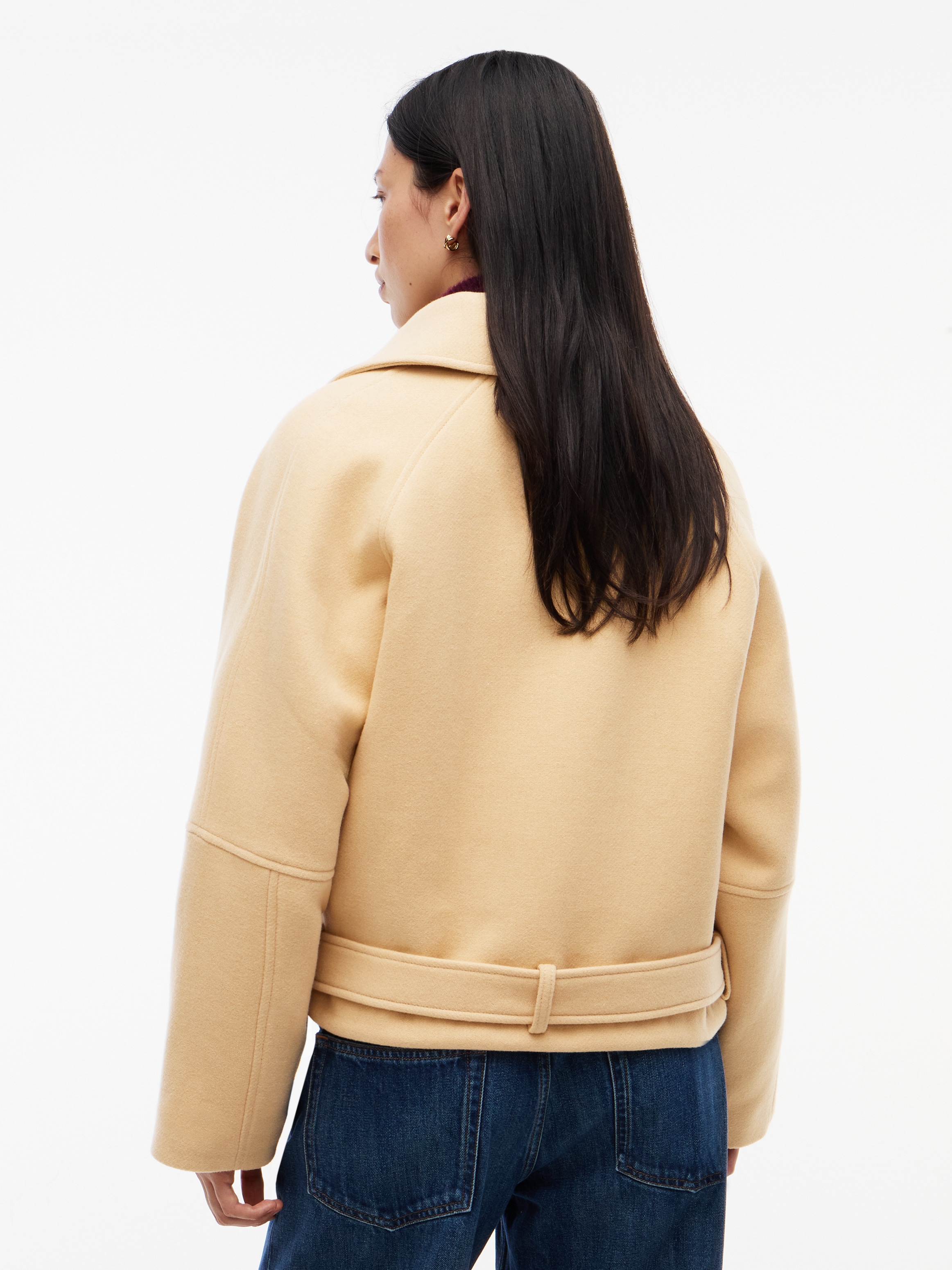 Tommy Jeans Veste courte »TJW ZIP THRU WOOL JACKET« mélange de matériaux, avec laine