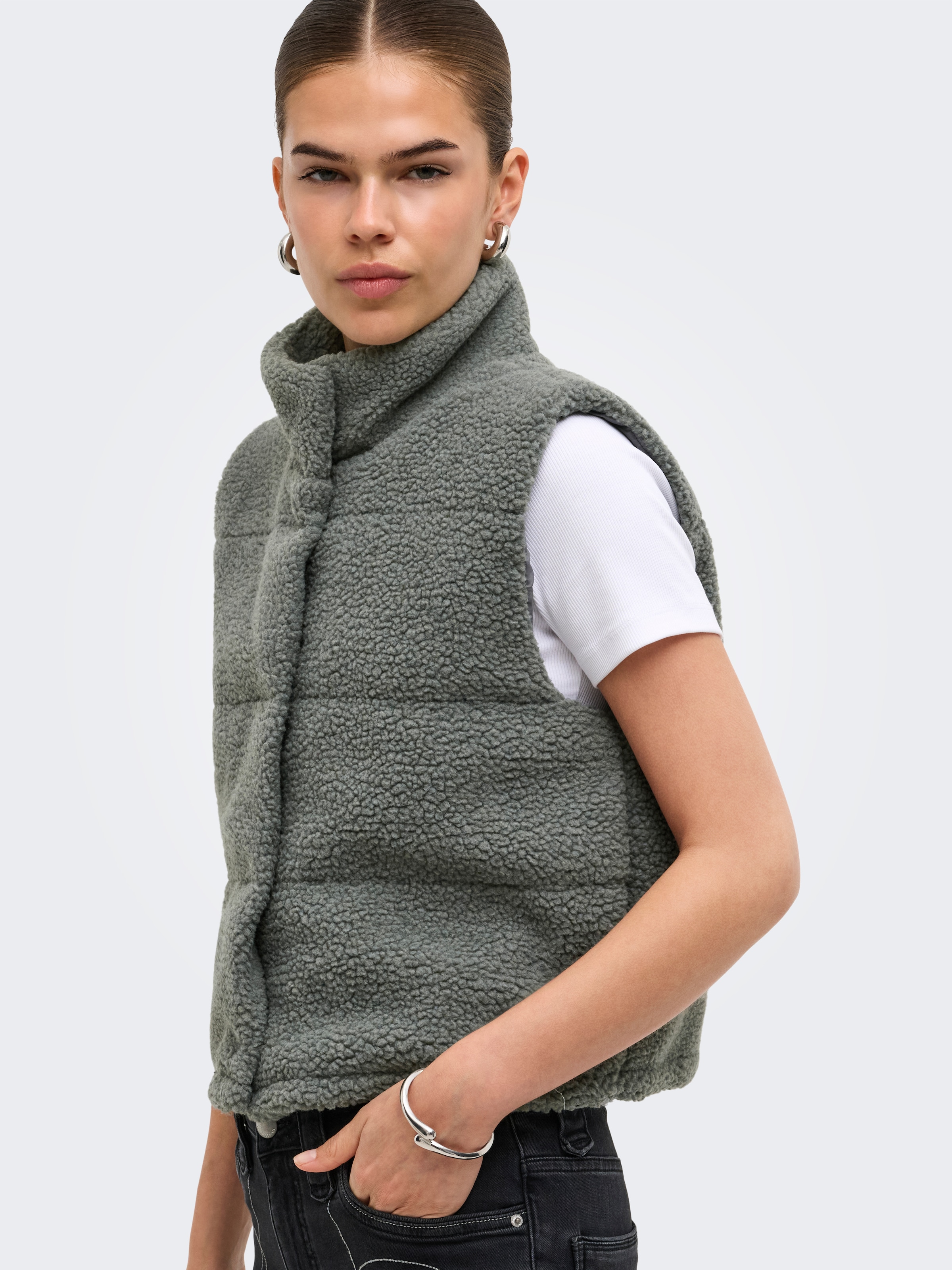 ONLY Plüschweste »ONLSANDRA TEDDY WAISTCOAT LIFE OTW NOOS« Kunstfaser