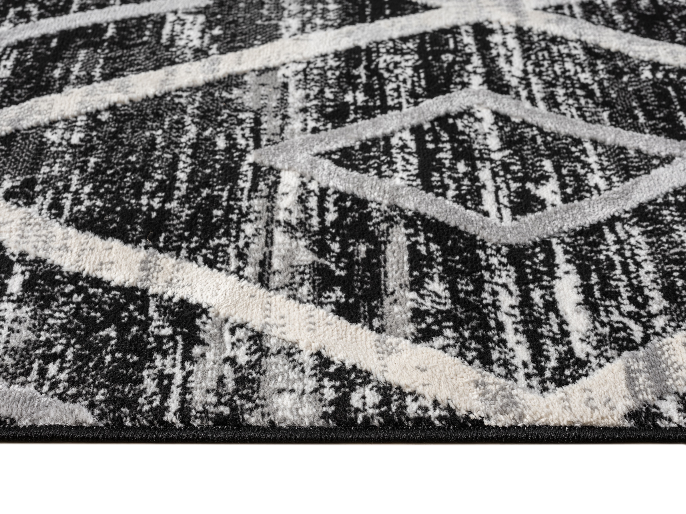 my home Tapis »Otilie« Rectangulaire 11 mm Höhe dichte Qualität, Woll-Look, Boho, mit Fransen und Rauten, Scandi