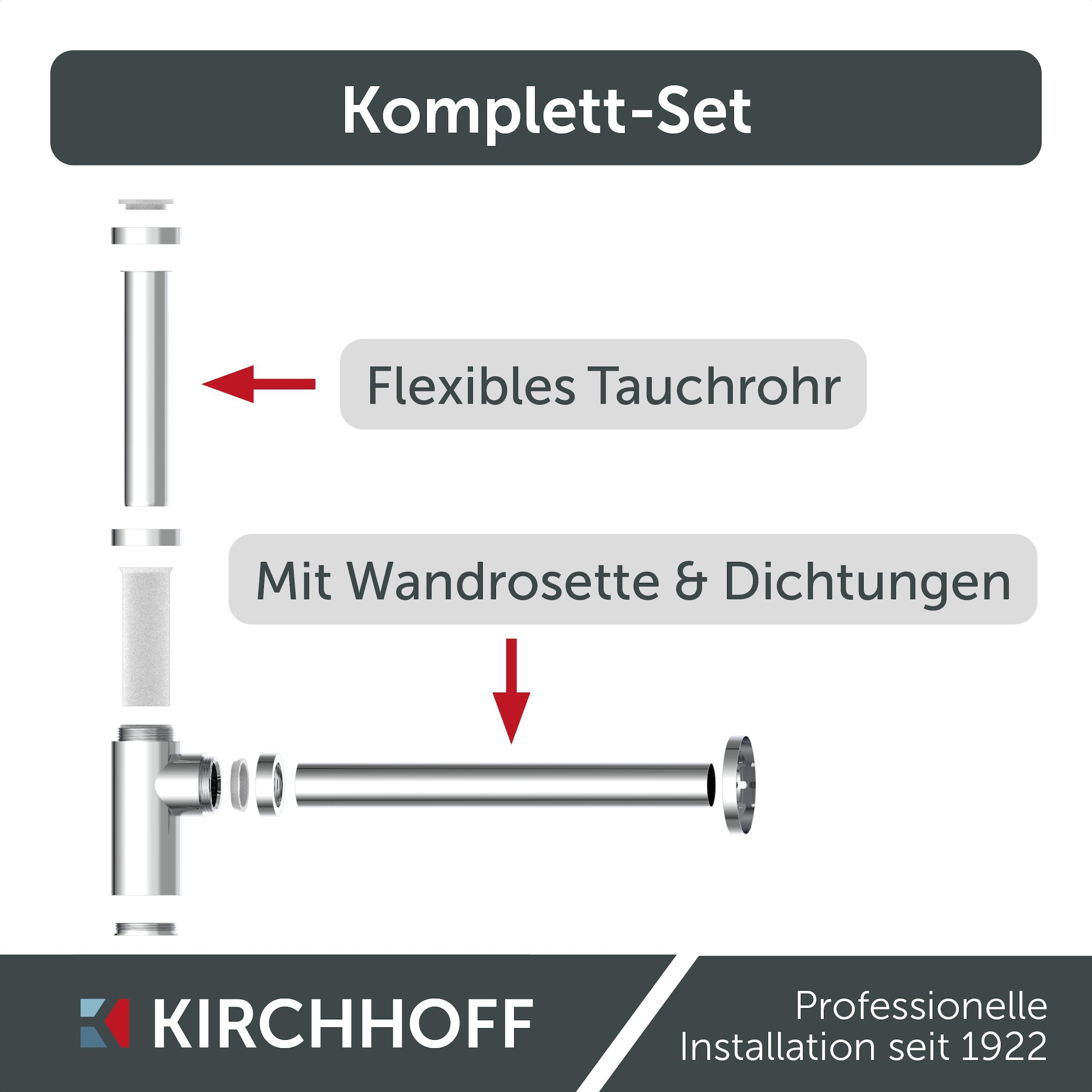 Kirchhoff Siphon »Design Flaschensiphon inkl. Reinigungsöffnung« Röhrengeruchsverschluss für Waschbecken/Waschtische