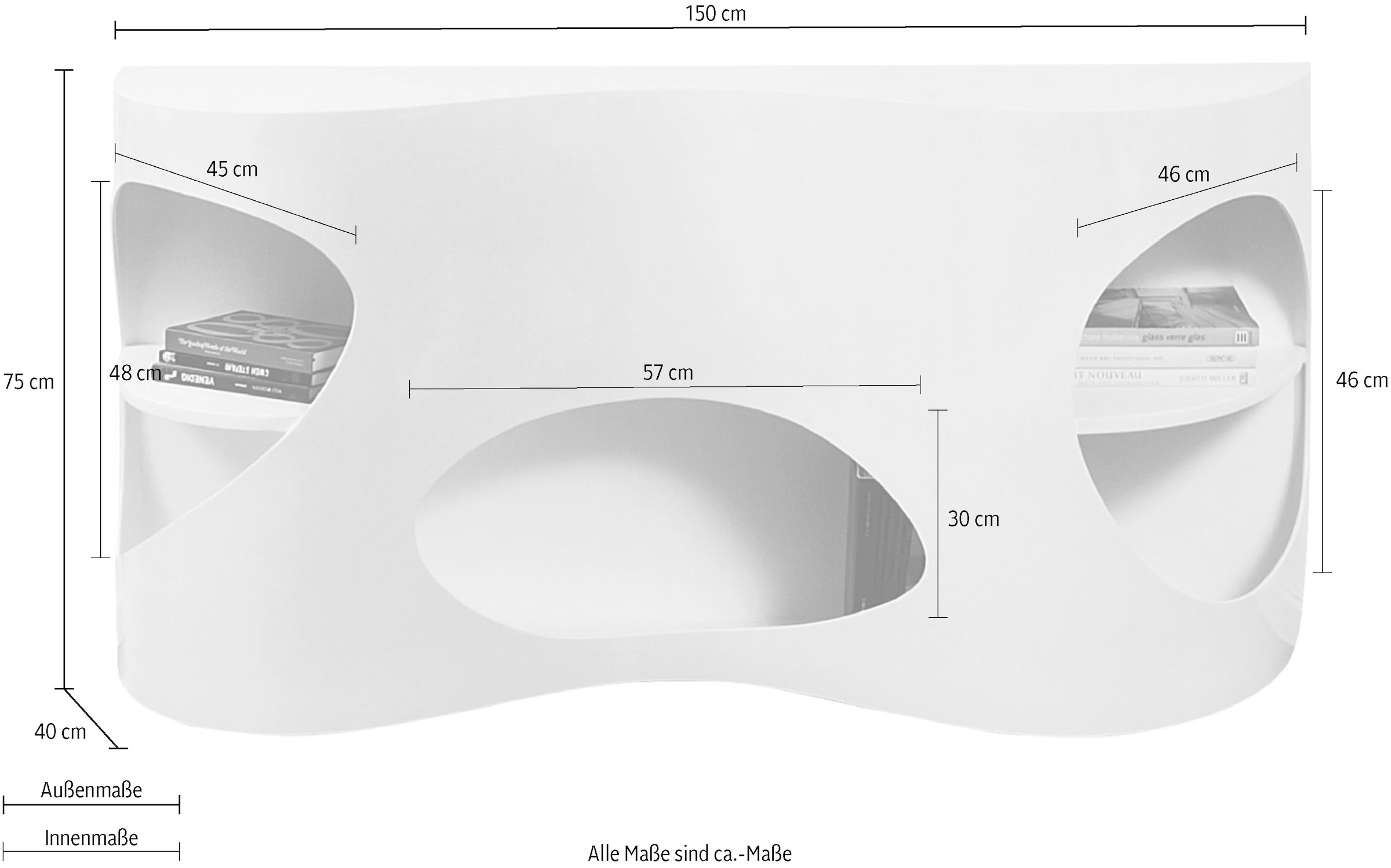 SalesFever Buffet »Slough - Designer Kommode für Stauraum und Stil« Kommode, Made in Germany, Anrichte in moderner Form, Breite 150 cm