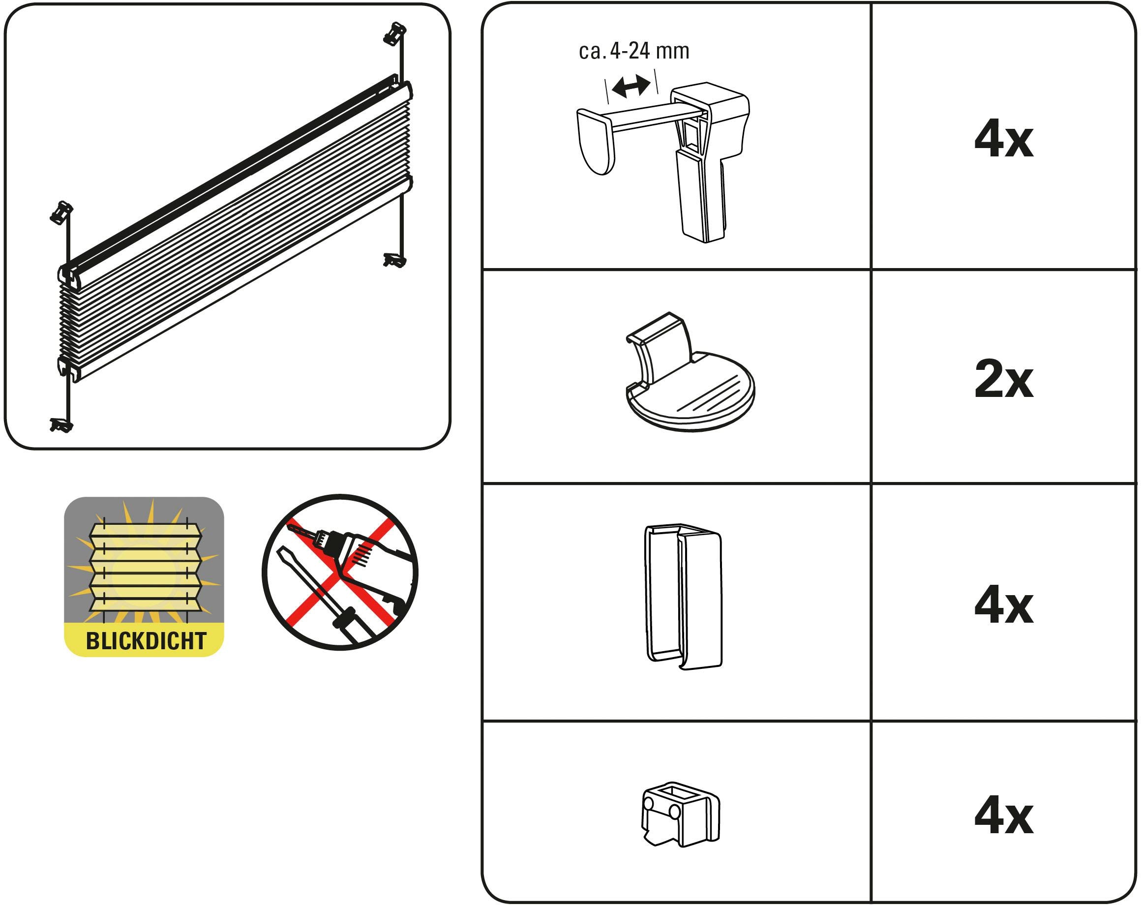 GARDINIA Plissee »EASYFIX Greta« Lichtschutz ohne Bohren verspannt inkl. dezenter Abdeckleiste (Staubschutz)