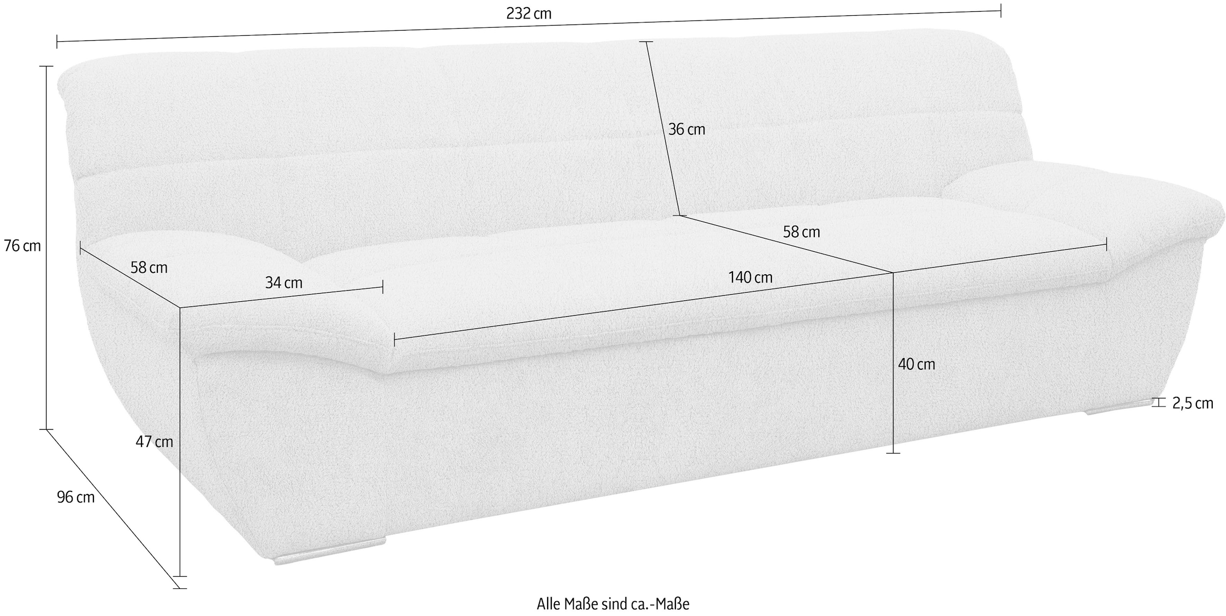 GOODproduct 3-places »Saltrum 232 cm breit, formschön, komfortabel« avec surpiqûres décoratives dans le dossier et l'assise, revêtement facile d'entretien