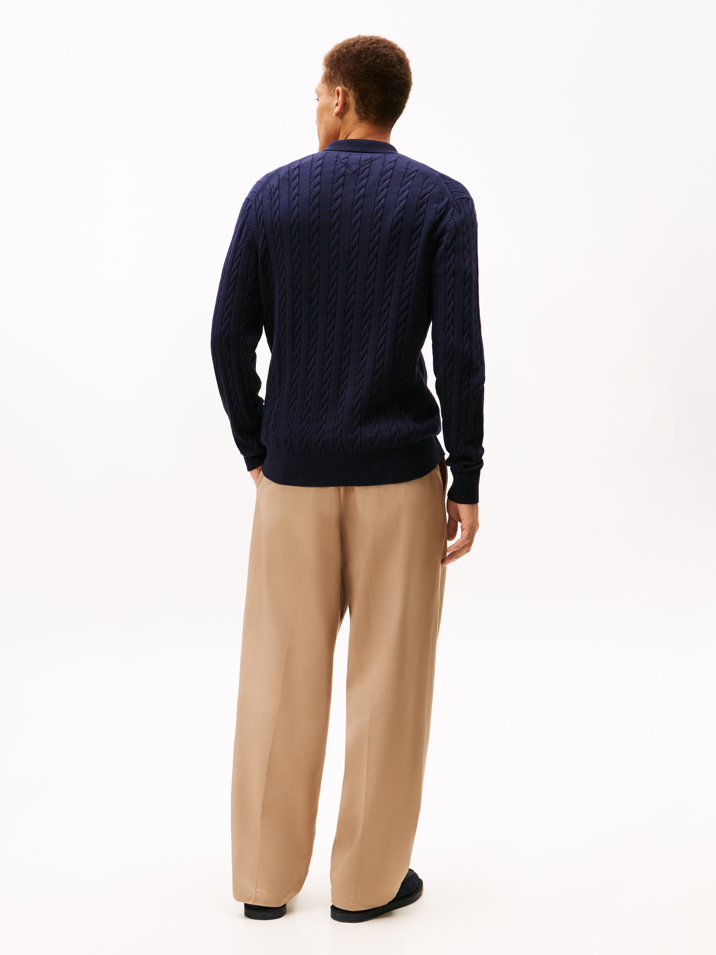 Tommy Hilfiger Pull à col polo »CLASSIC COTTON CABLE« mit Zopfmuster, regular fit