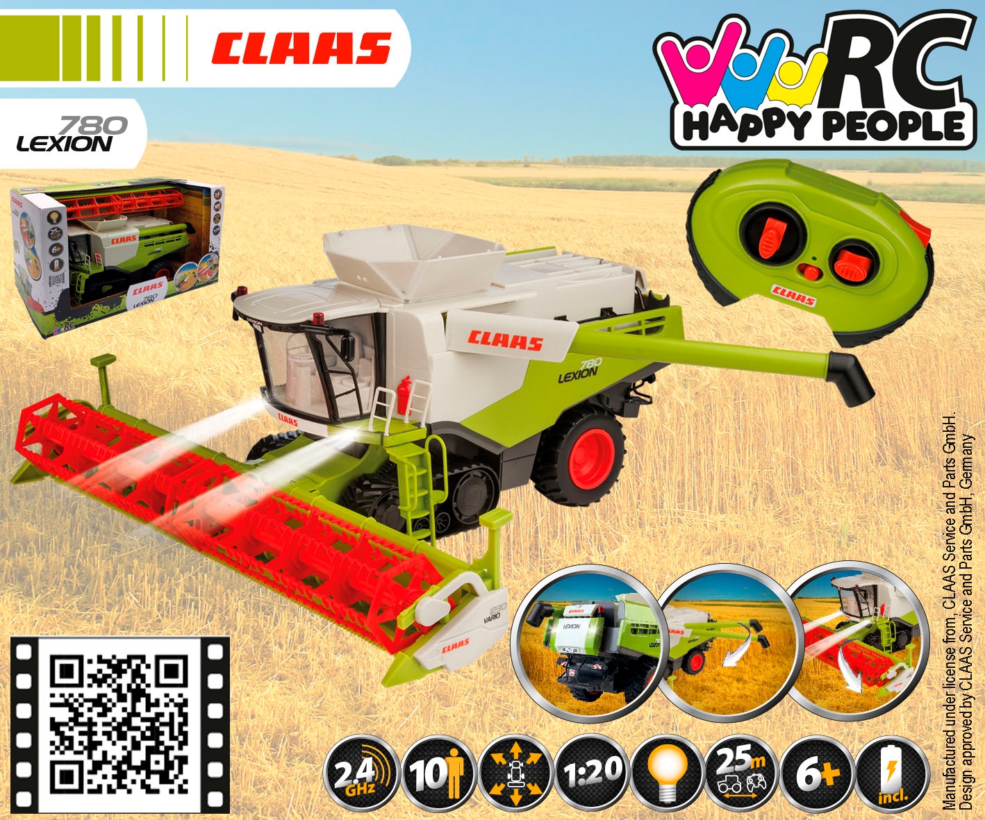 Happy People RC-Traktor »CLAAS Lexion 780 Mähdrescher« mit Fernbedienung und bis zu 25 m Reichweite