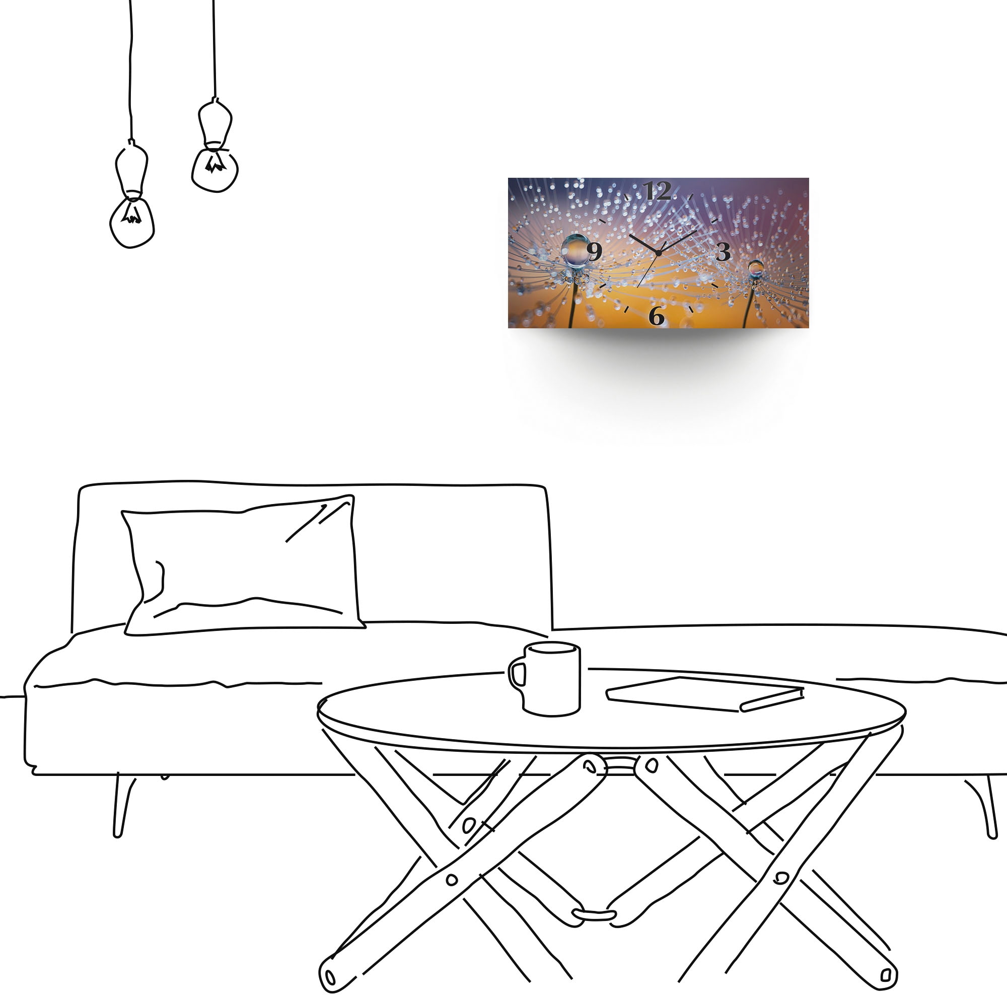 Artland Wanduhr »Pusteblumen Tautropfen« 3D Optik gebogen, mit Quarz- oder Funkuhrwerk, versch. Grössen