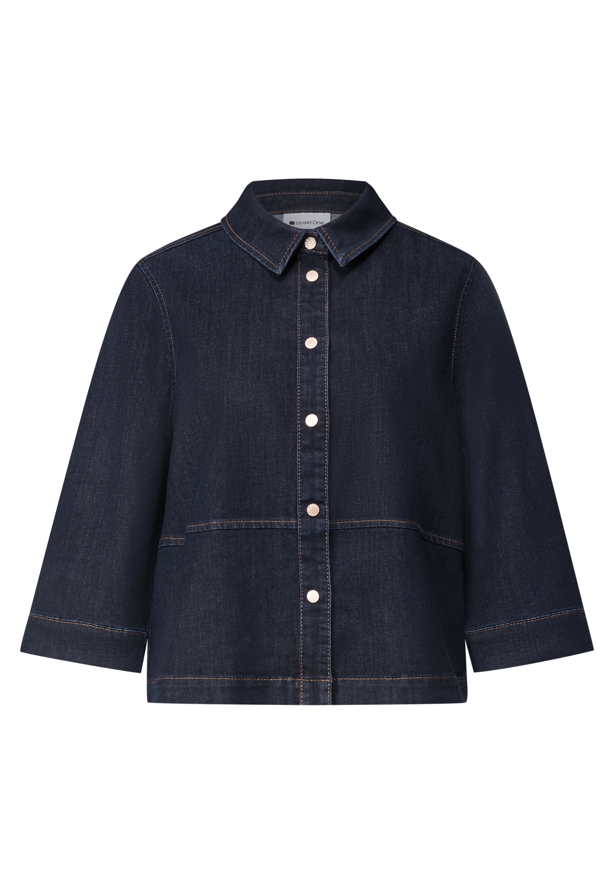 STREET ONE Blouse en jean Chemisier manches 3/4 avec patte de boutonnage