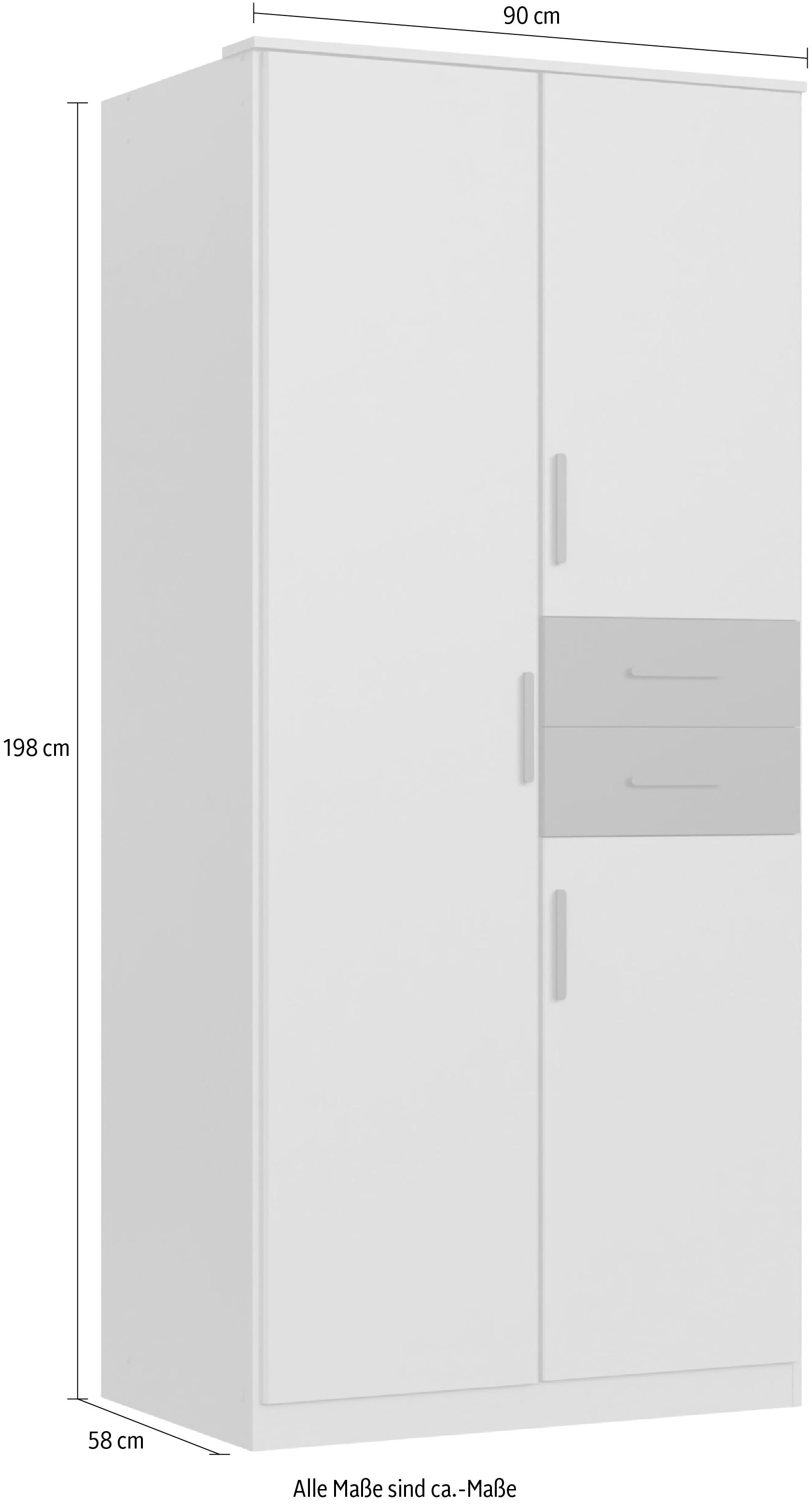 Wimex Armoire à portes battantes »Bahamas, Kleiderschrank in den Breiten 90cm oder 135cm erhältlich« mit zwei farblich abgesetzten Schubladen