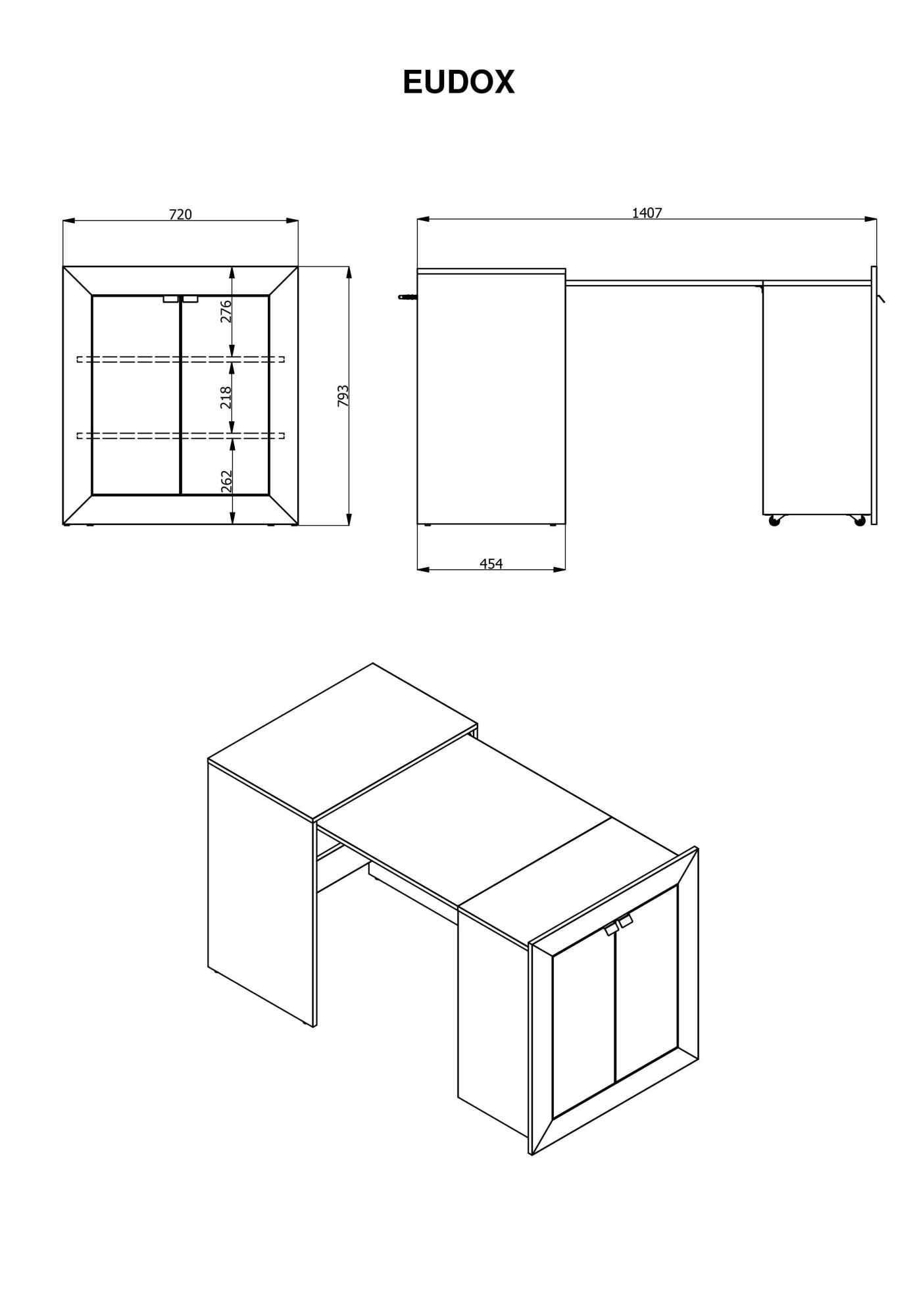 Home affaire Table d'ordinateur »Eudox, Kommode, Schreibtisch, Konsolentisch, ausziehbarer Tisch« Platzsparender Schreibtisch, ausziehbar, mit viel Stauraum & Orga