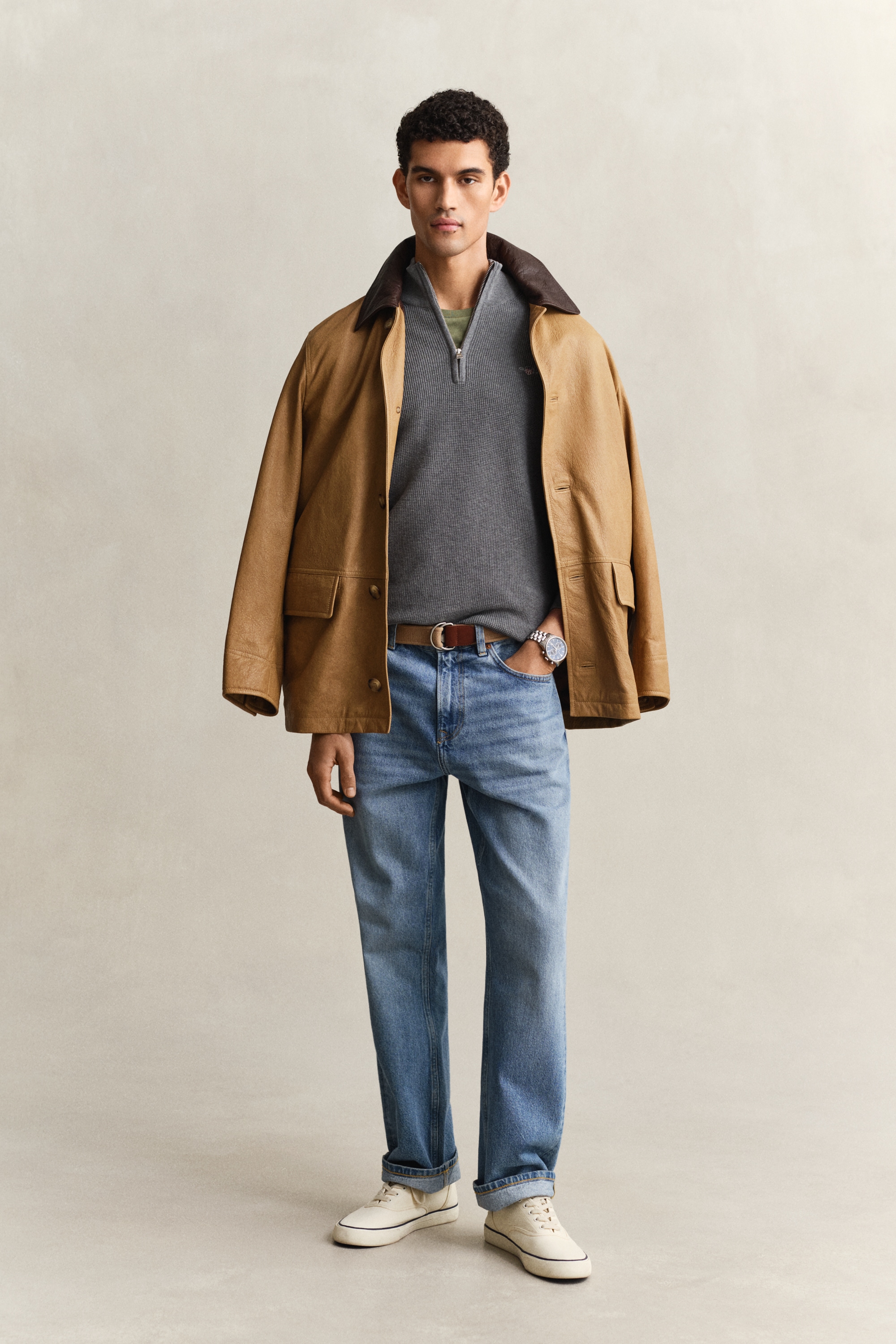 Gant Troyer »MICRO TEXTURED COTTON HALF ZIP« Regular fit avec col Troyer