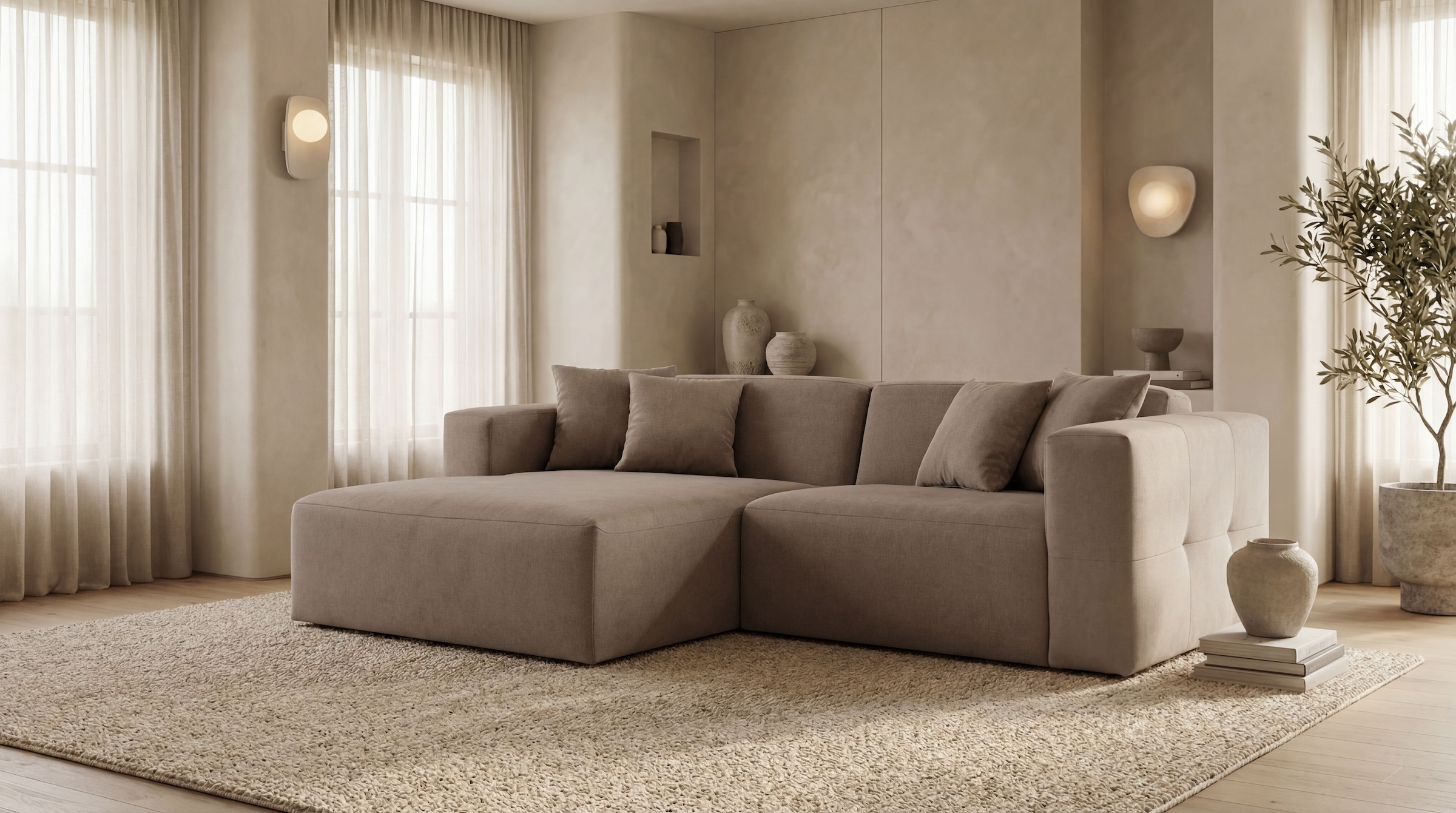 GOODproduct Ecksofa »Kelani« mit dekorativer Knopfsteppung an den Armlehnen