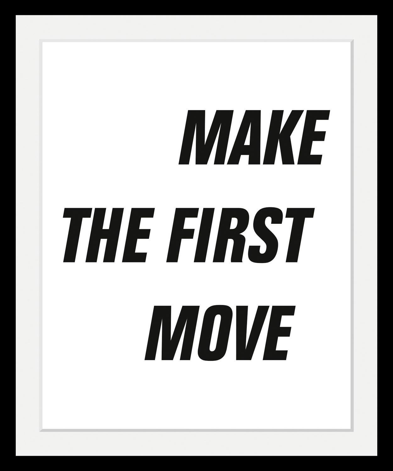 queence Bild »First Move« Motivationsbilder | Schriftzug | Schwarz-Weiss HD Premium Poster-Druck inkl. Holzrahmen