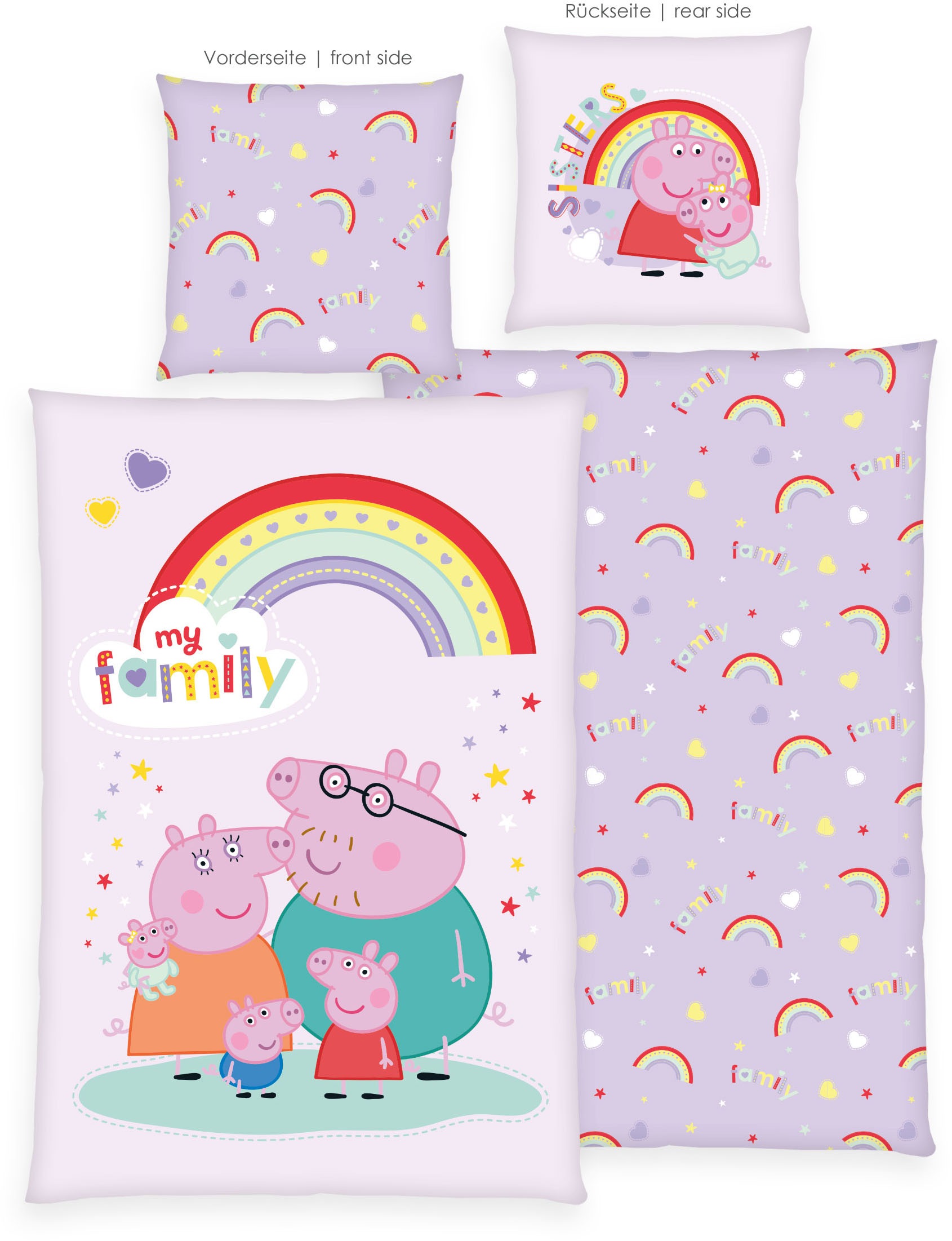 Peppa Pig Linge de lit réversible »Peppa Pig« 2 cuis avec design joyeux