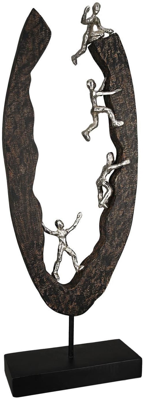 Casablanca by Gilde Figurine de décoration »Skulptur "Succeed"« Mélange de matériaux en aluminium et bois de manguier