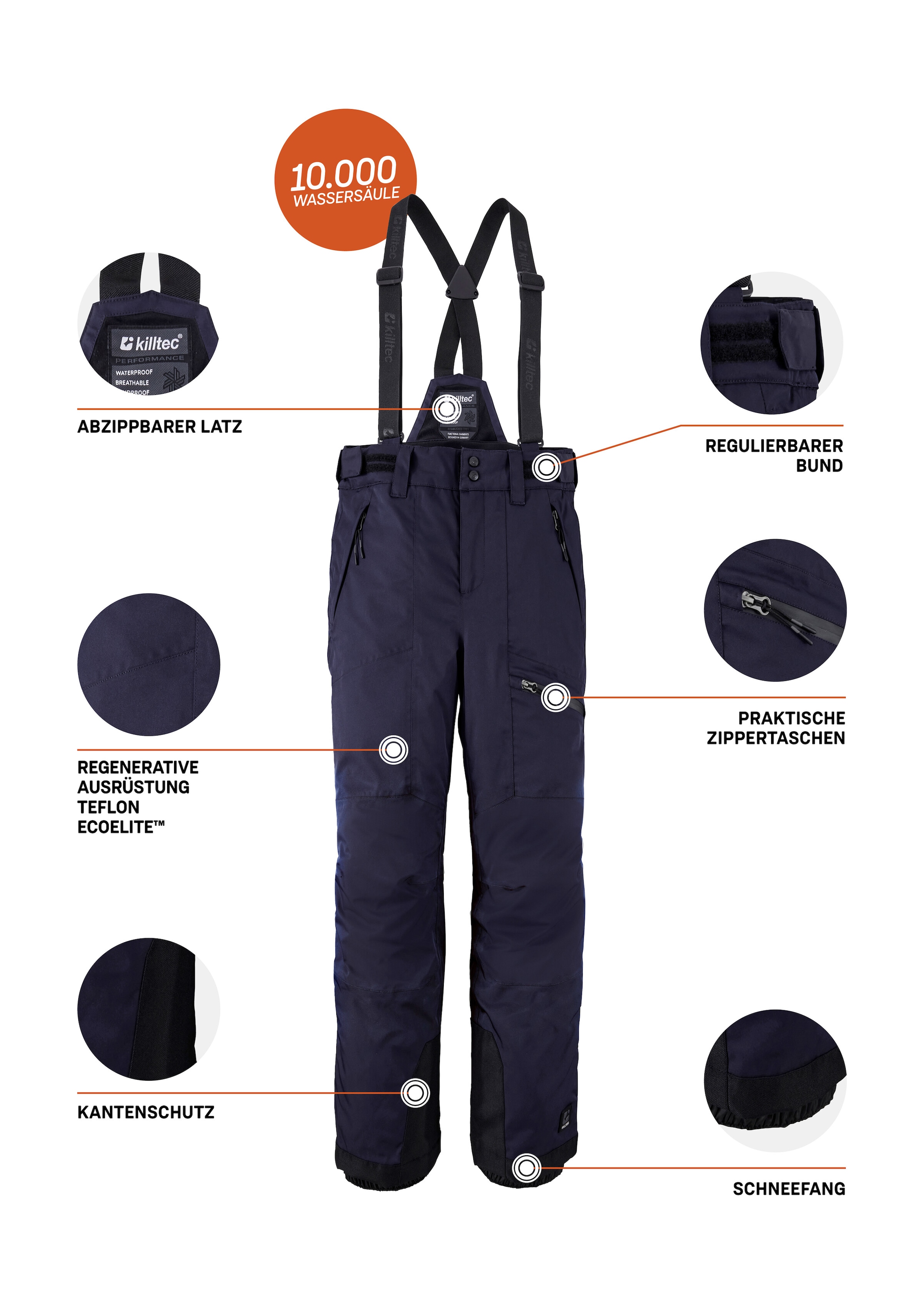 Killtec Skihose »Boys Skihose 242«  Wasserdichte Skihose mit abnehmbarem Latz und verstellbarem Bund