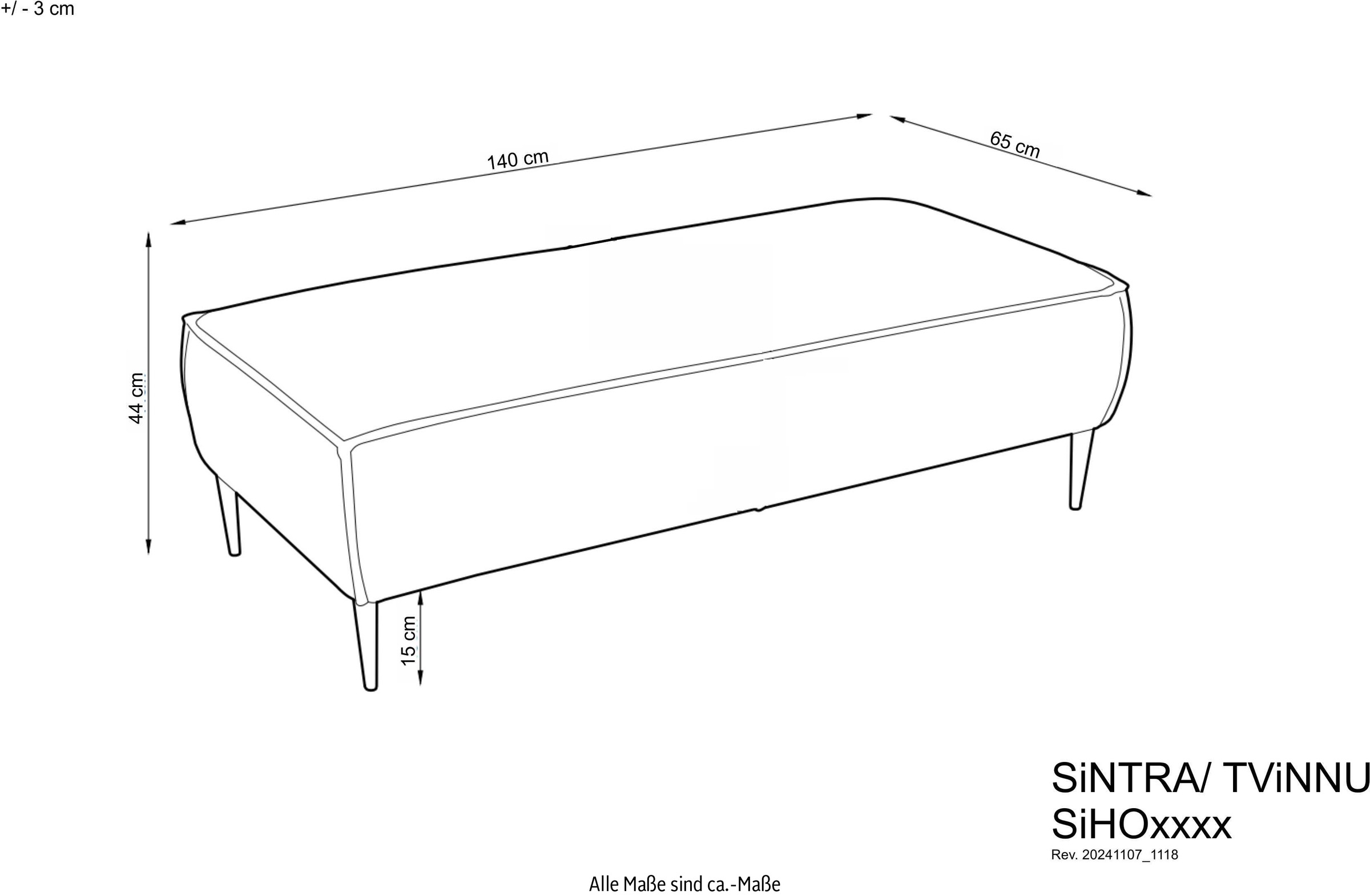 GOODproduct Hocker »TVINNU« zur Serie TVINNU, gemütlicher Sitzkomfort, rechteckig, schwarze Füsse