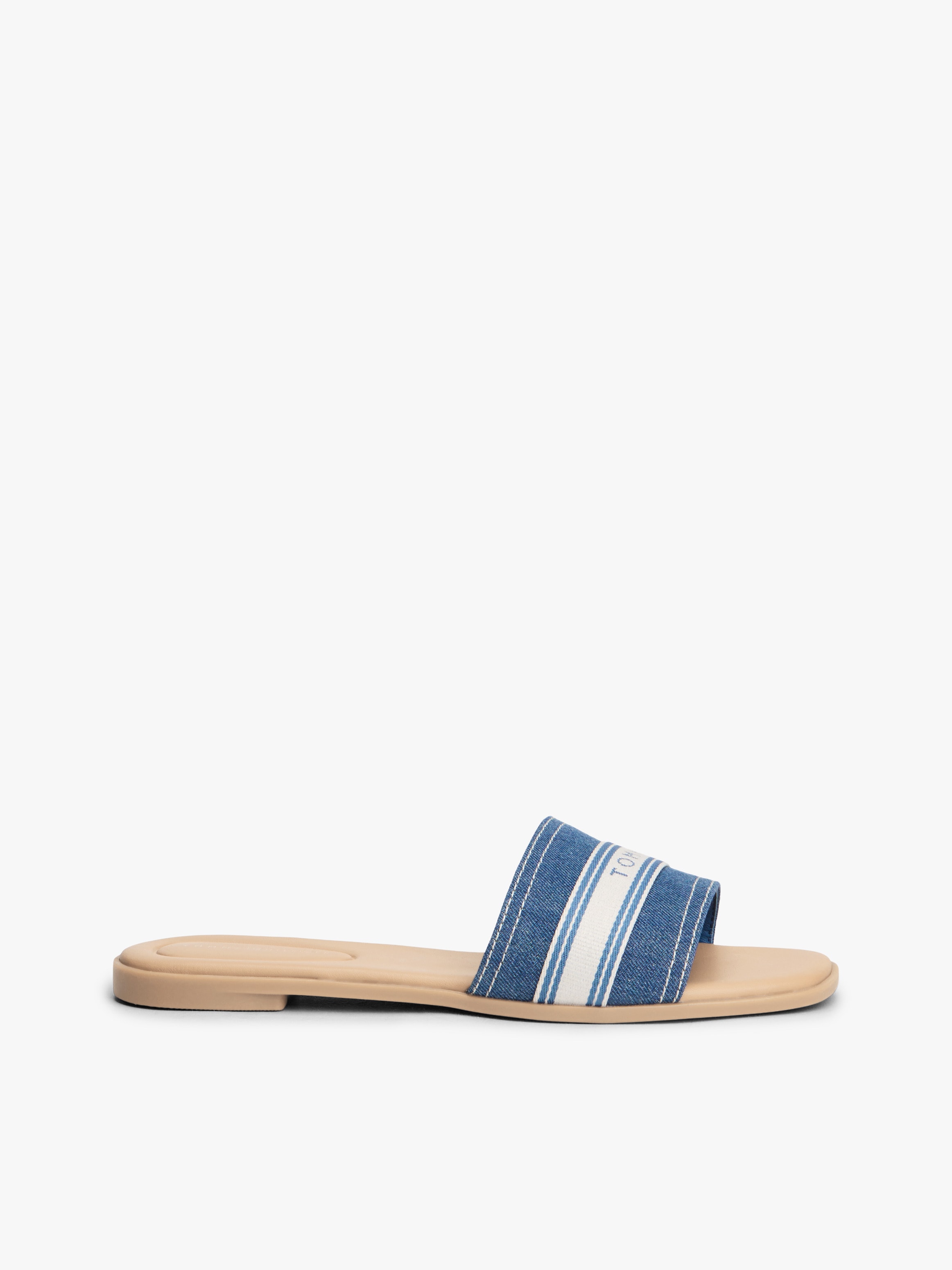 Tommy Hilfiger Pantolette »FLAT MULE WEBBING«  Chaussure d'été, ballerines avec garniture contrastée à la mode