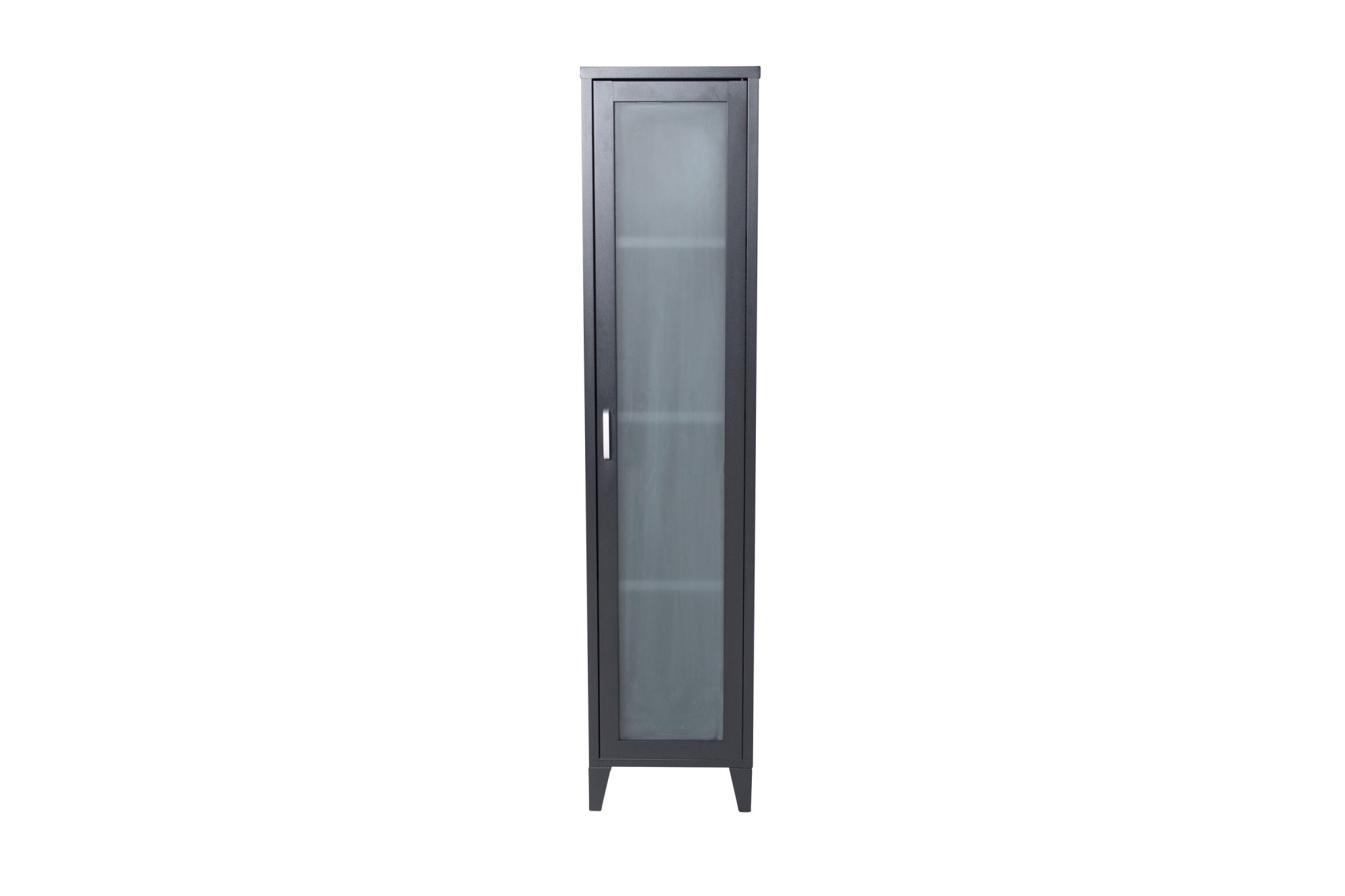 Venture Home Vitrines »Acero, schmaler Stauraumschrank in Schwarz-Stahl, Höhe 150 cm« Revêtement poudre, étroit, haut, moderne