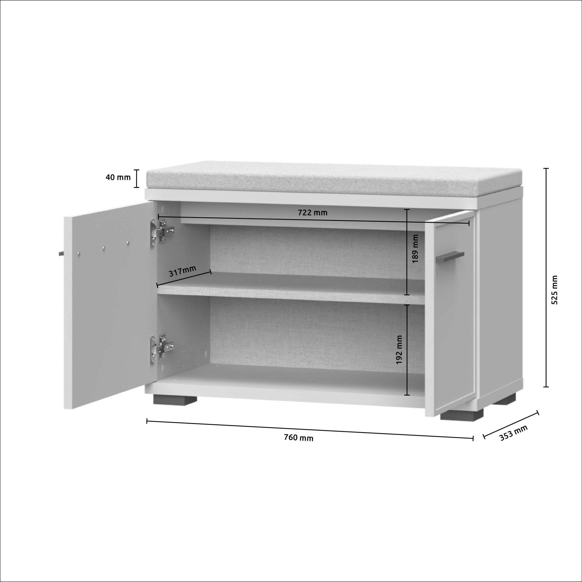 GOODproduct Banc à chaussures »Opera, Schuhschrank, Schuhregal, Schuhtruhe, Breite 76 cm« 1 cuis tlg. avec coussin d'assise, laqué UV, ferrures de haute qualité, couleur cachemire